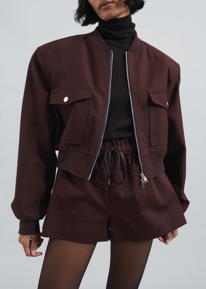 Pomona Crop Bomber Jacket - Burgundy 3