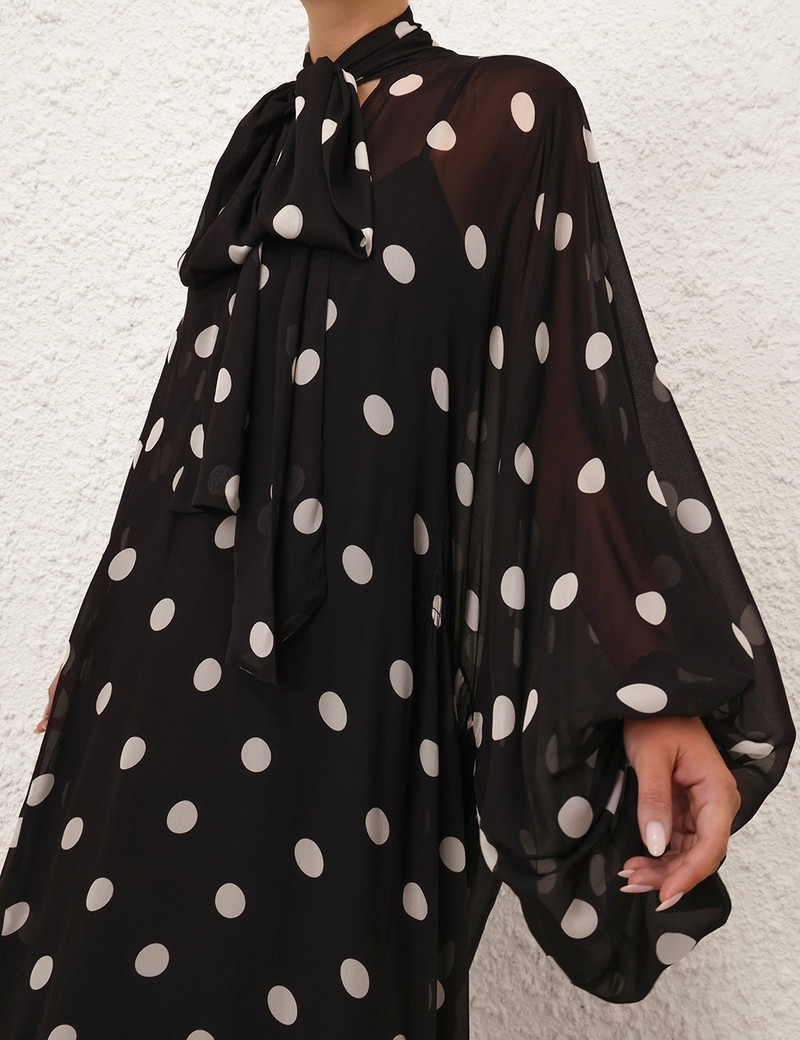CRUSH TIE NECK BILLOW DRESS 5