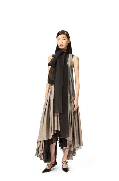 Loewe Bow patchwork long dress in striped cupro and silk outlook