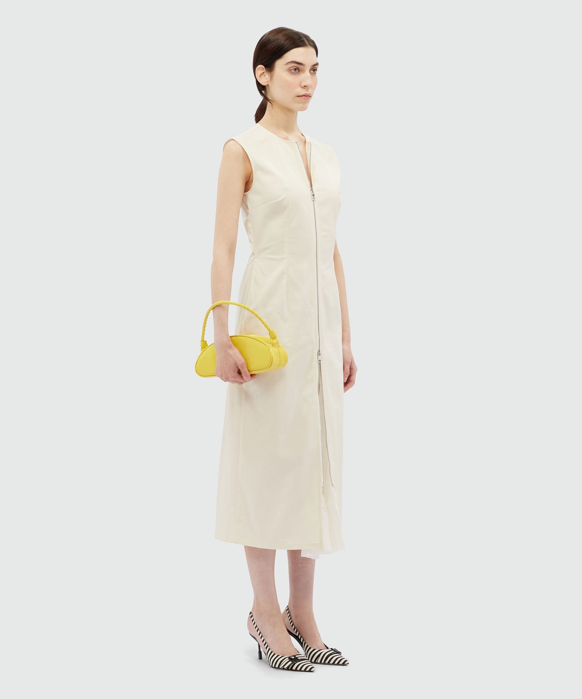 Gabardine midi dress with zip - 4