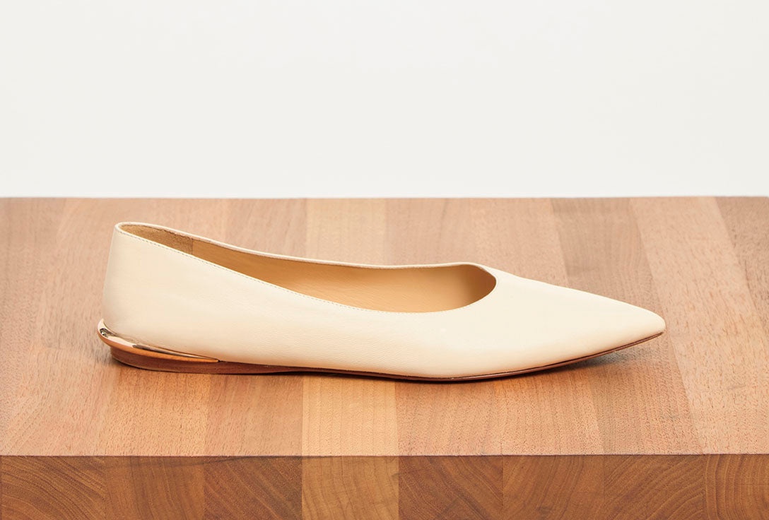 Fleur Ballerina Flat Shoe in Ivory Nappa Leather - 4