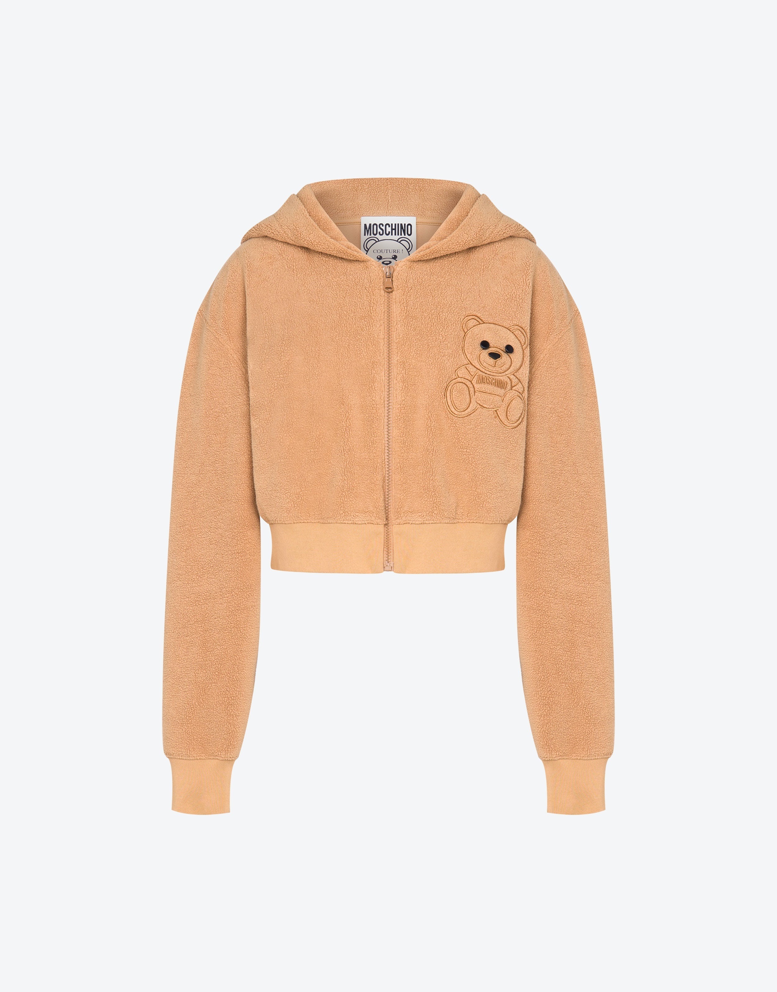 MOSCHINO TEDDY BEAR CROPPED COTTON SWEATSHIRT - 1