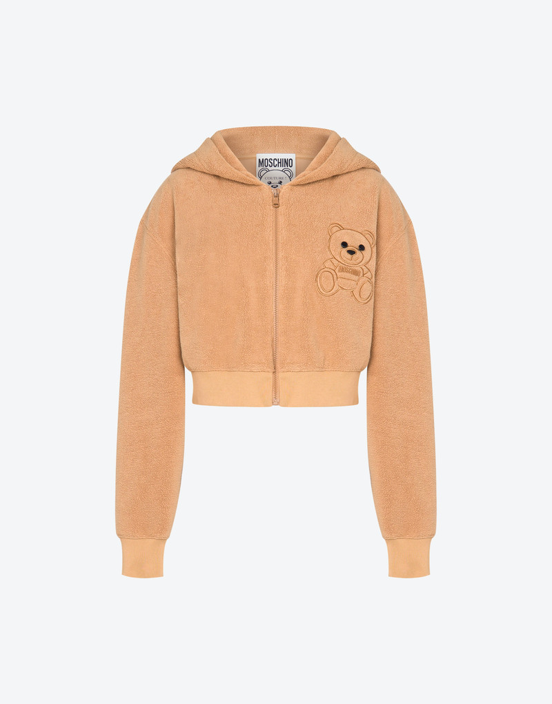 MOSCHINO TEDDY BEAR CROPPED COTTON SWEATSHIRT 1