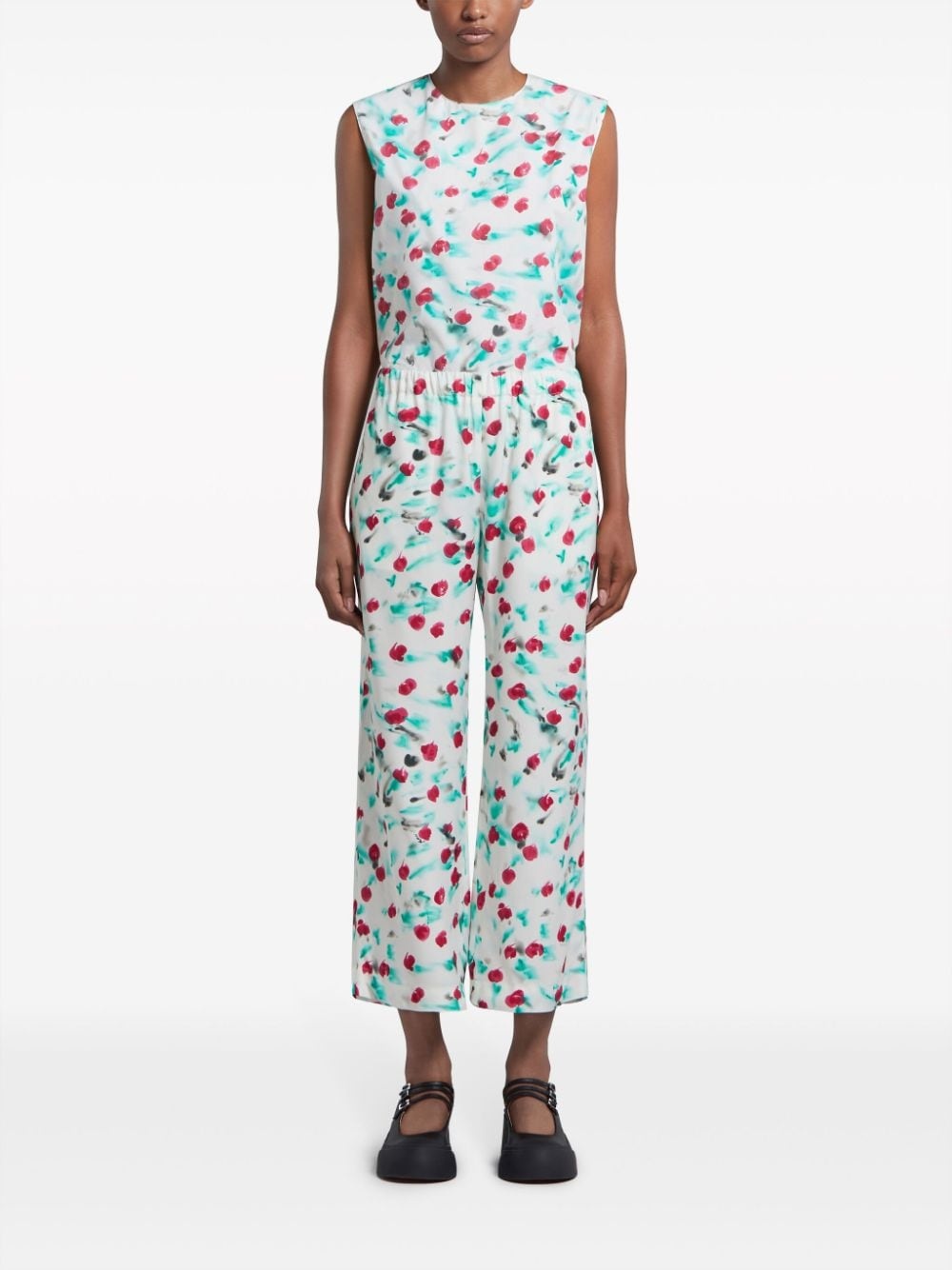 floral-print cropped trousers - 2