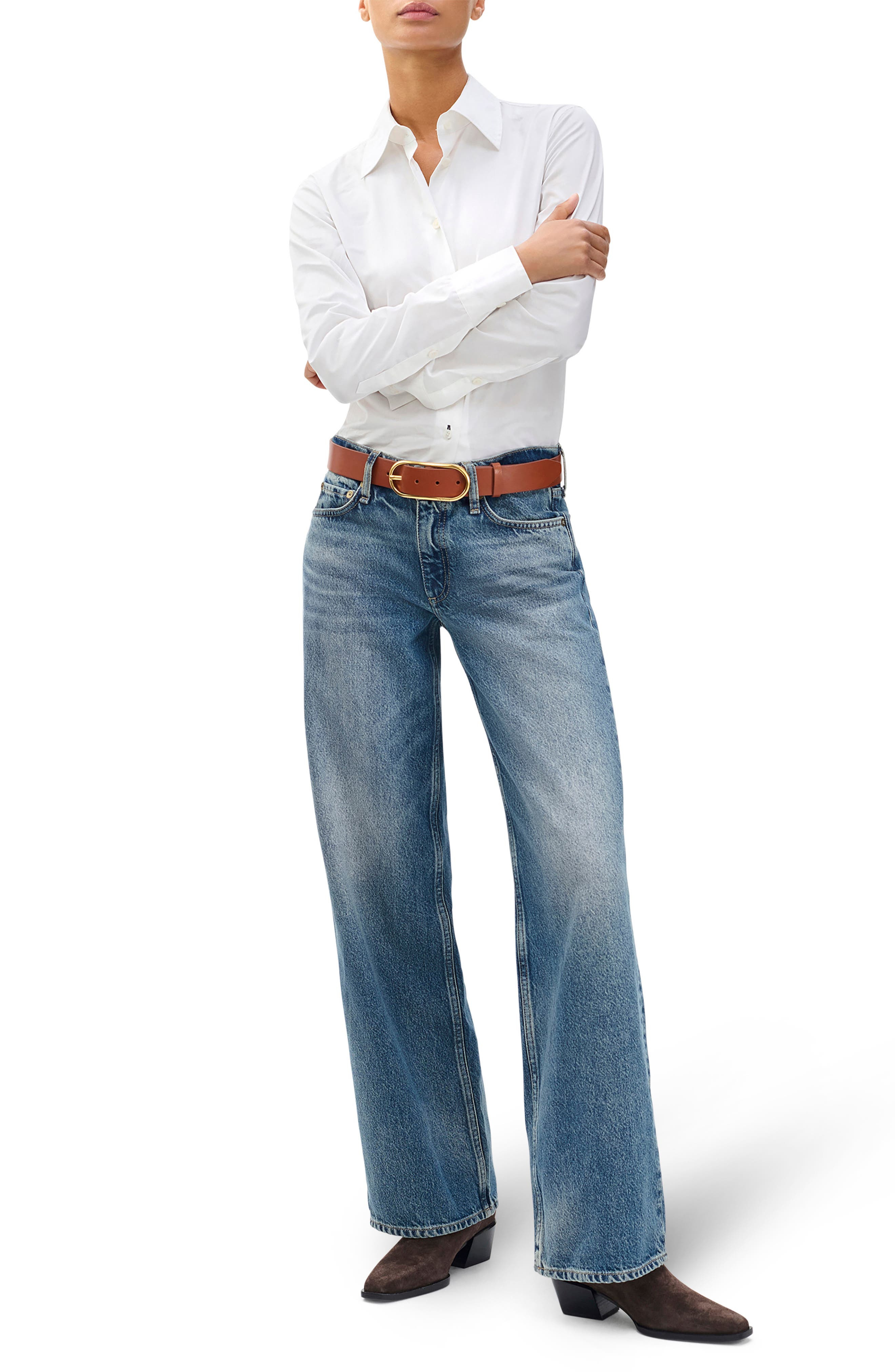 rag & bone Saige Low Rise Wide Leg Jeans in Echo at Nordstrom - 6