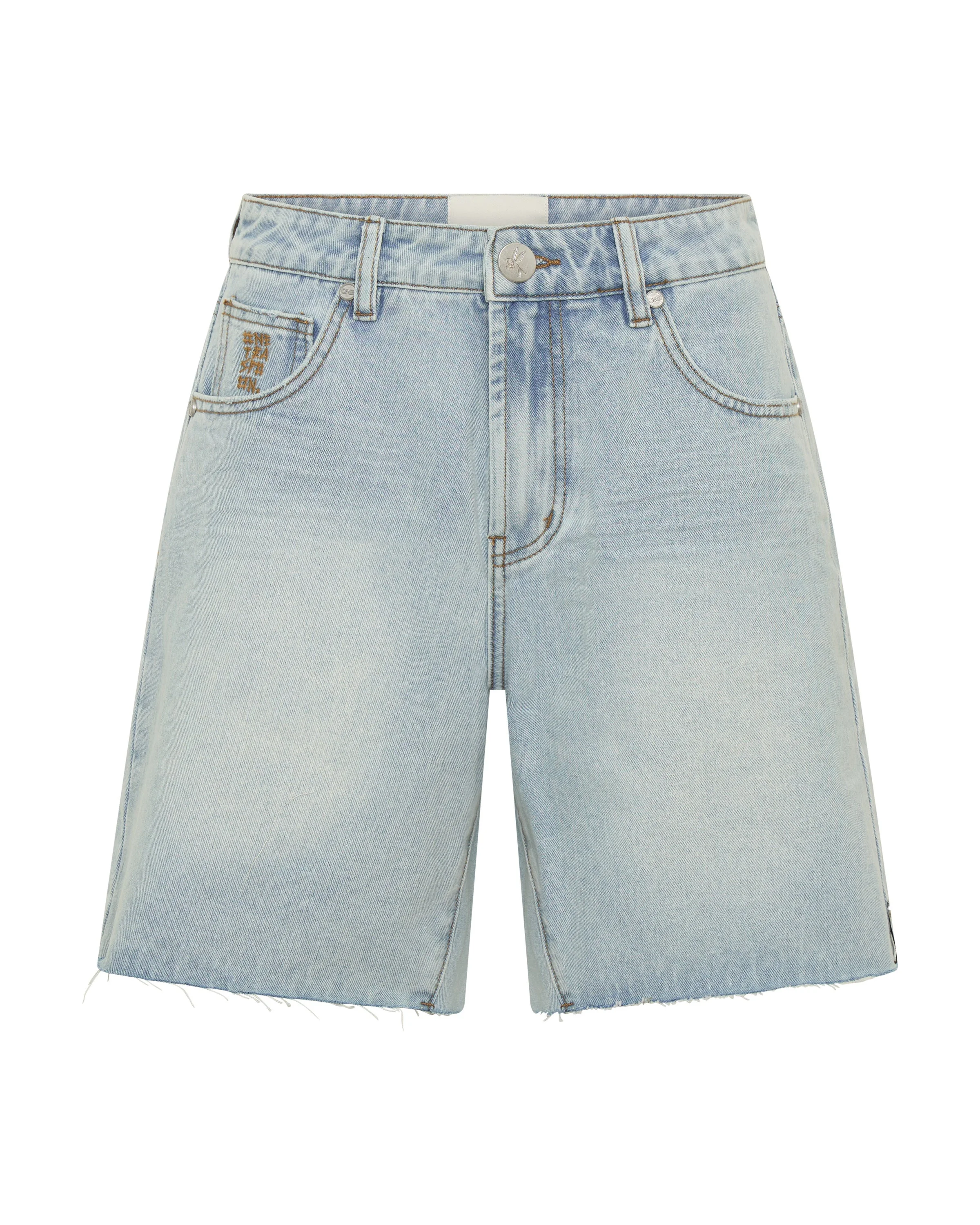 Jacksons Mid Waist Wide Leg Denim Shorts - Blue Latte - 1
