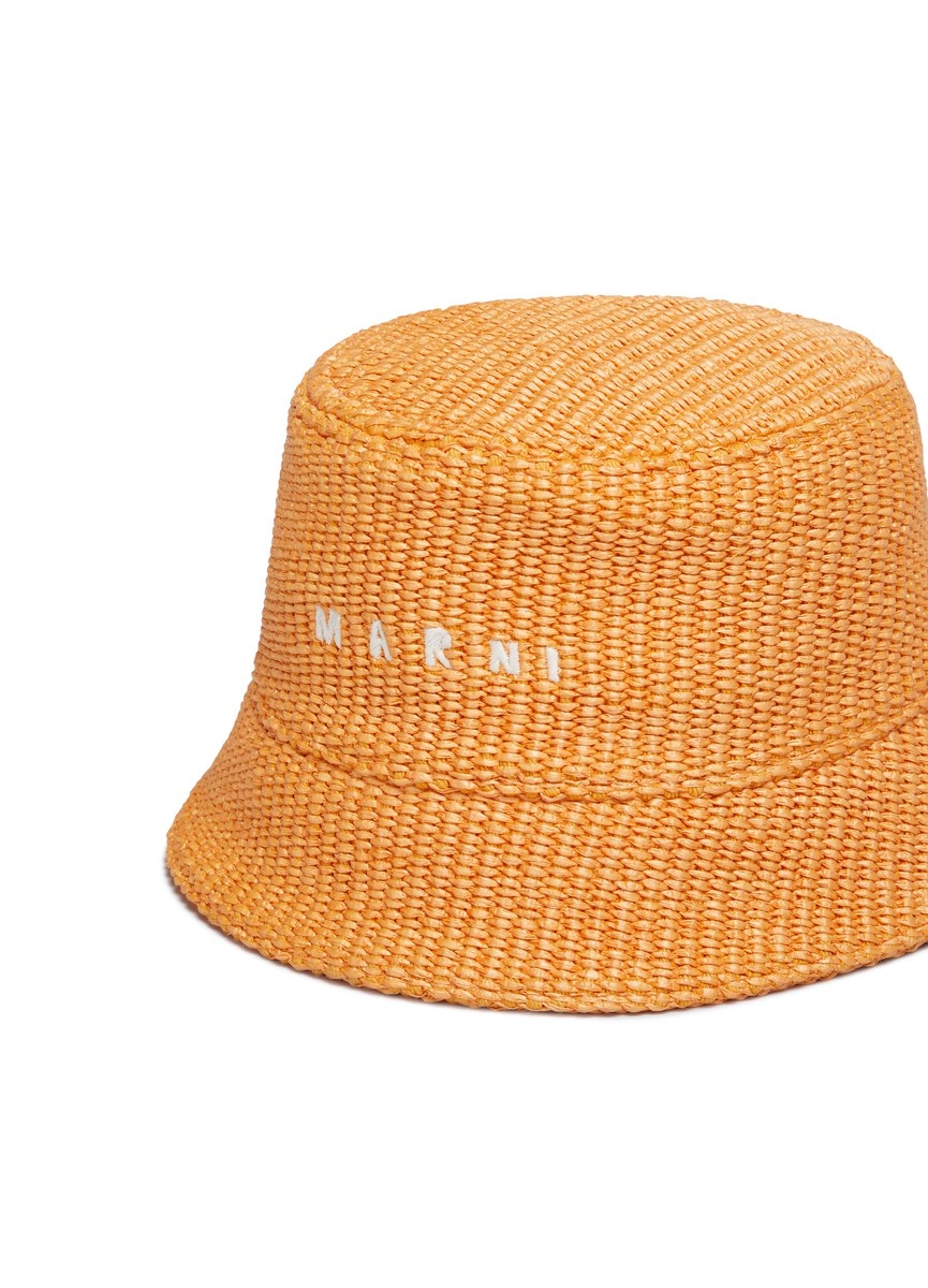 Marni Raffia Bucket Hat With Logo Embroidery | 24s | REVERSIBLE