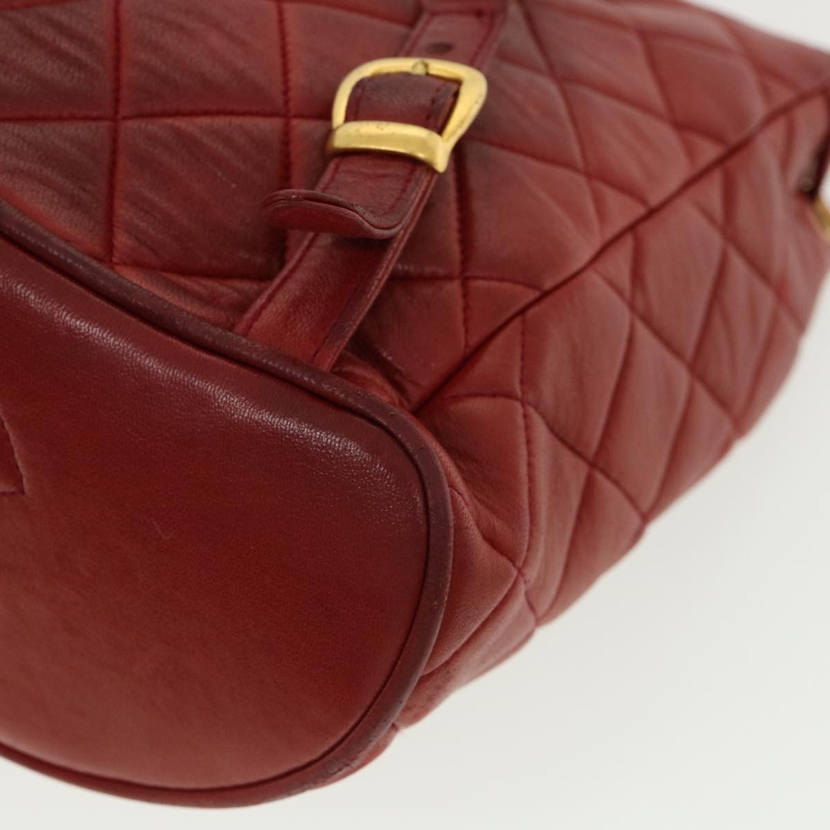 CHANEL Matelasse Chain Hand Bag Lamb Skin Red CC - 16