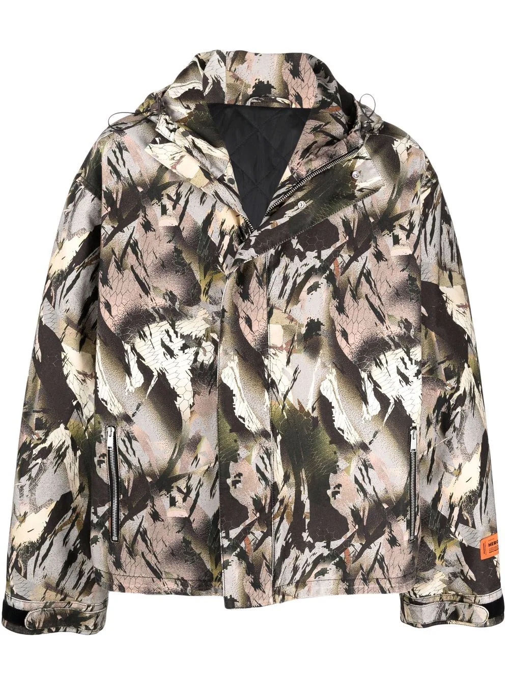 abstract-print hooded jacket - 1