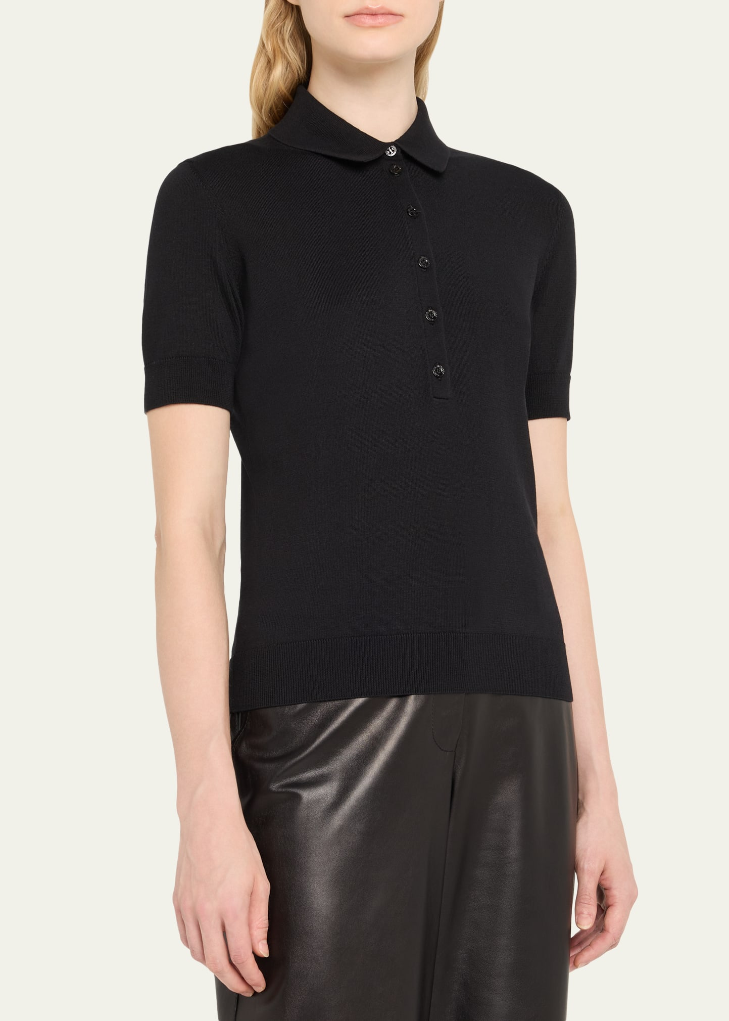 Short-Sleeve Silk-Blend Polo Shirt - 4