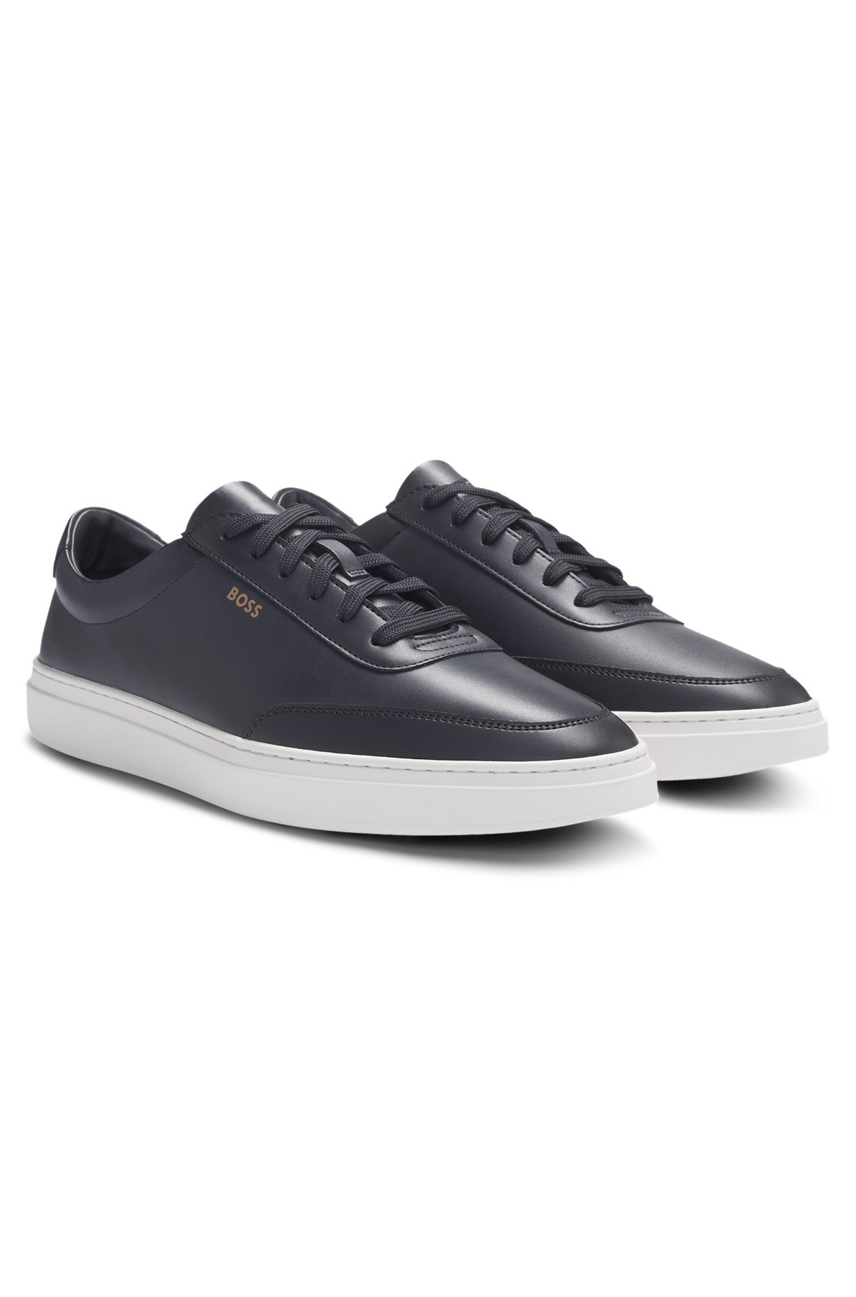 COATED-LEATHER TRAINERS WITH GOLD-TONE LOGO - 2