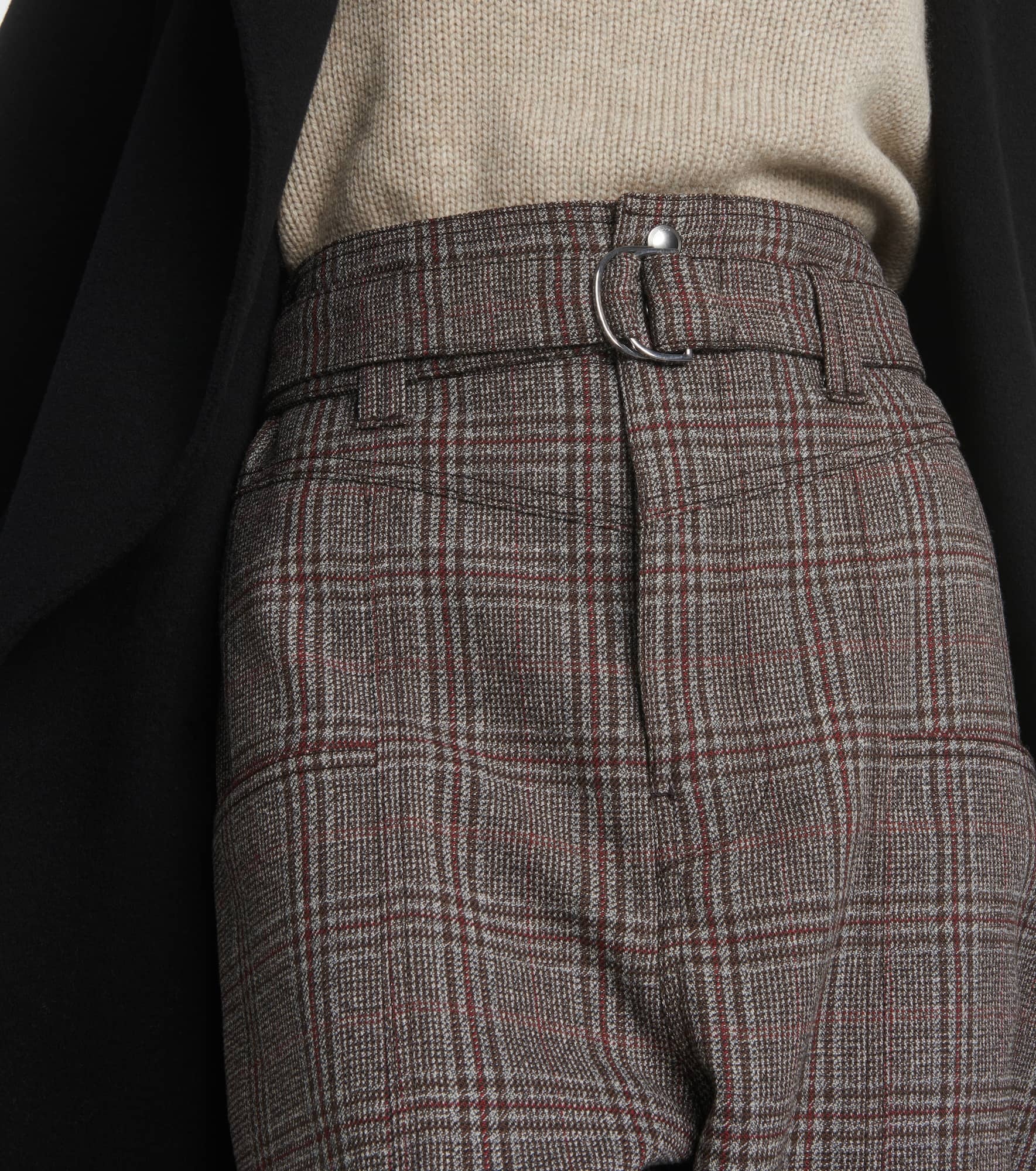 Checked high-rise virgin wool pants - 4