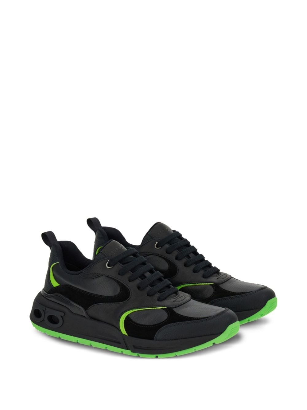 logo-embossed leather sneakers - 2