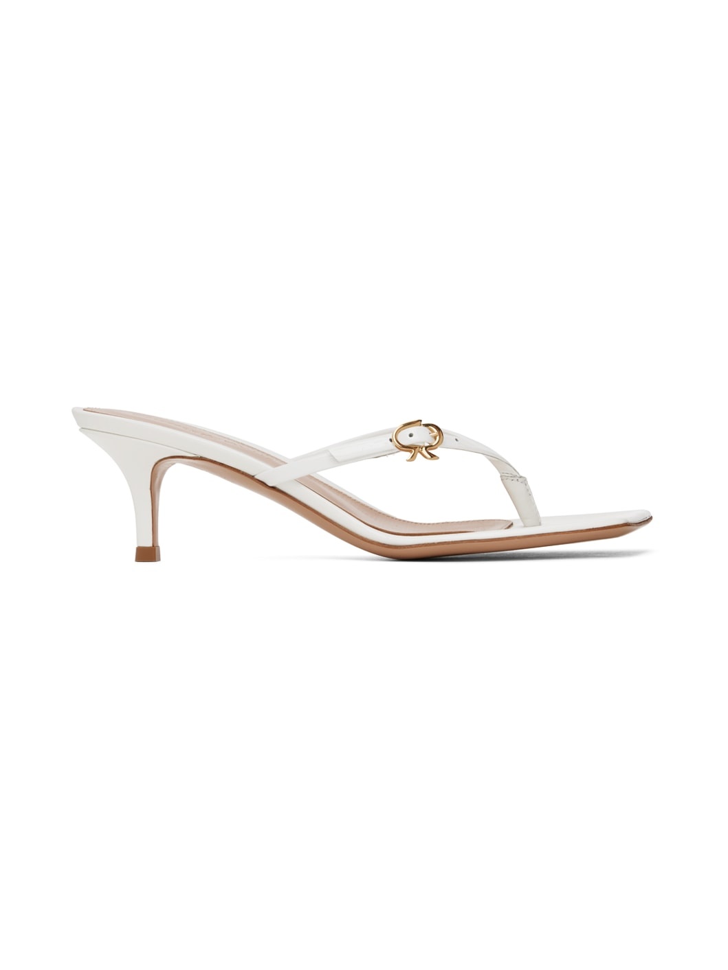 White Thong Heeled Sandals - 1