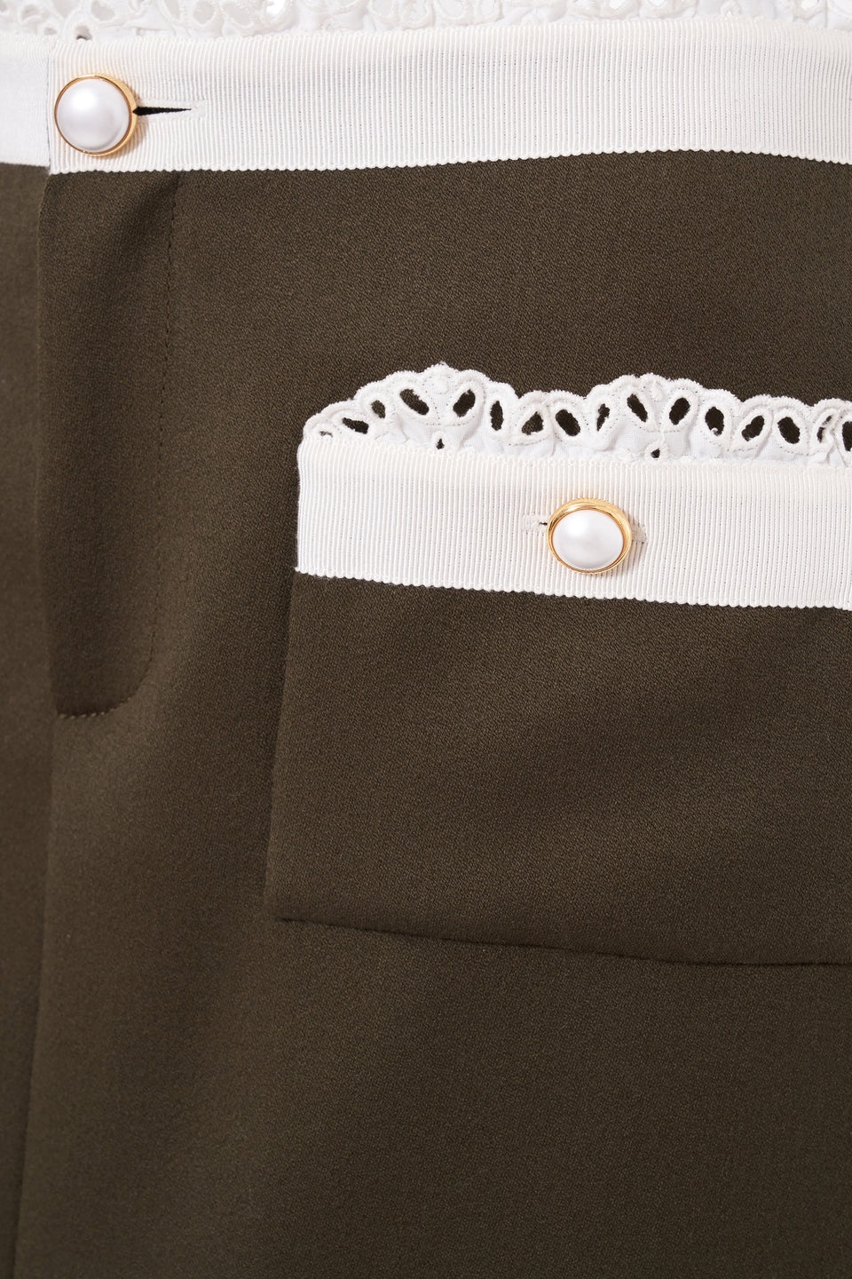 LIGHT WOOL SKIRT WITH ST GALLEN TRIM - 3