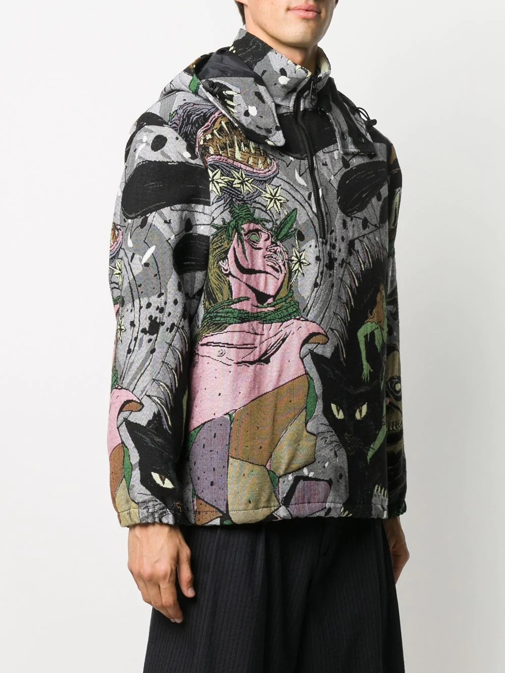 intarsia cartoon half-zip jacket - 3