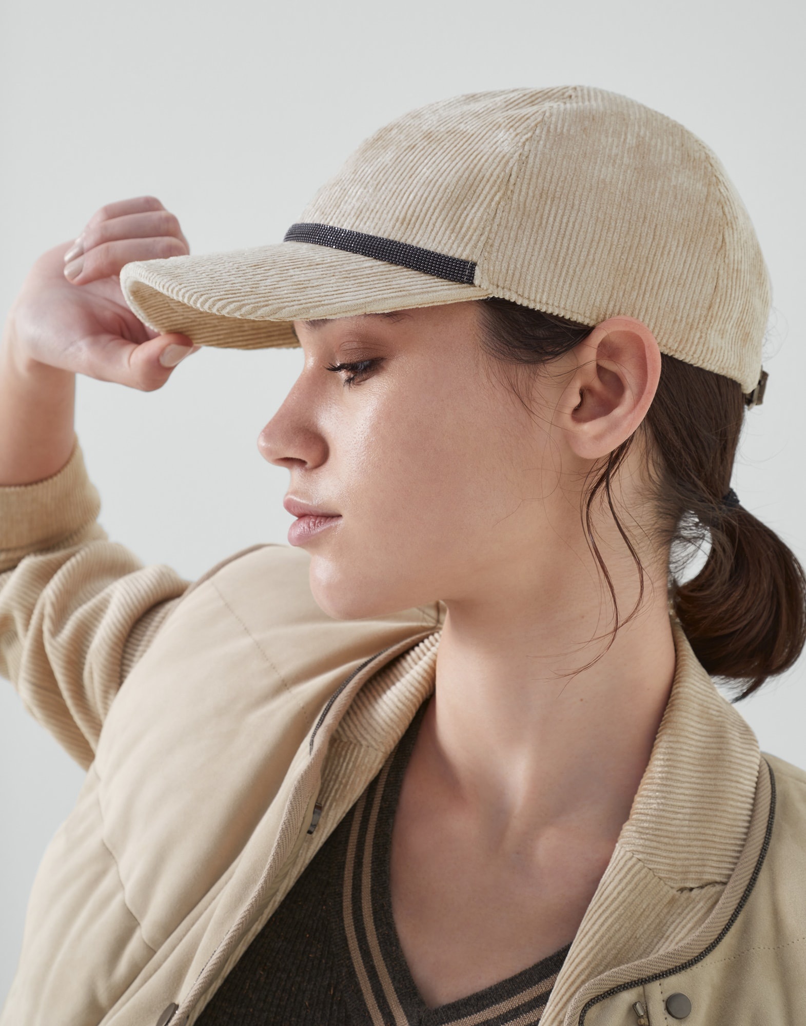 Corduroy baseball cap with shiny band - 3