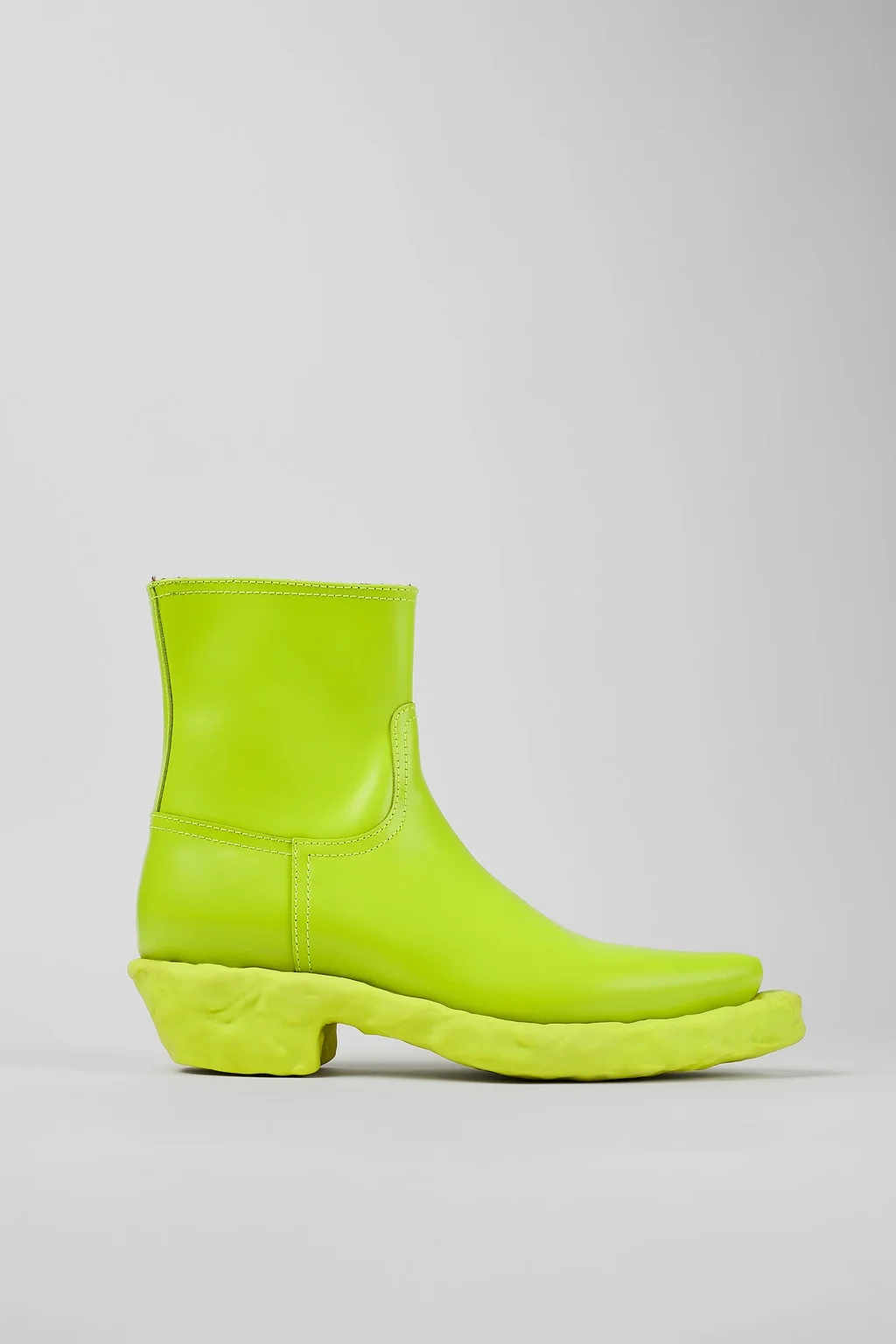 Green Leather Zip Bootie - 1