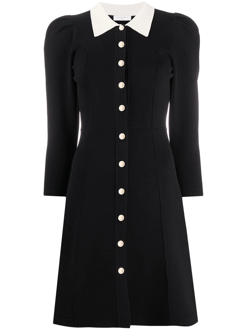 contrast collar A-line dress - 1