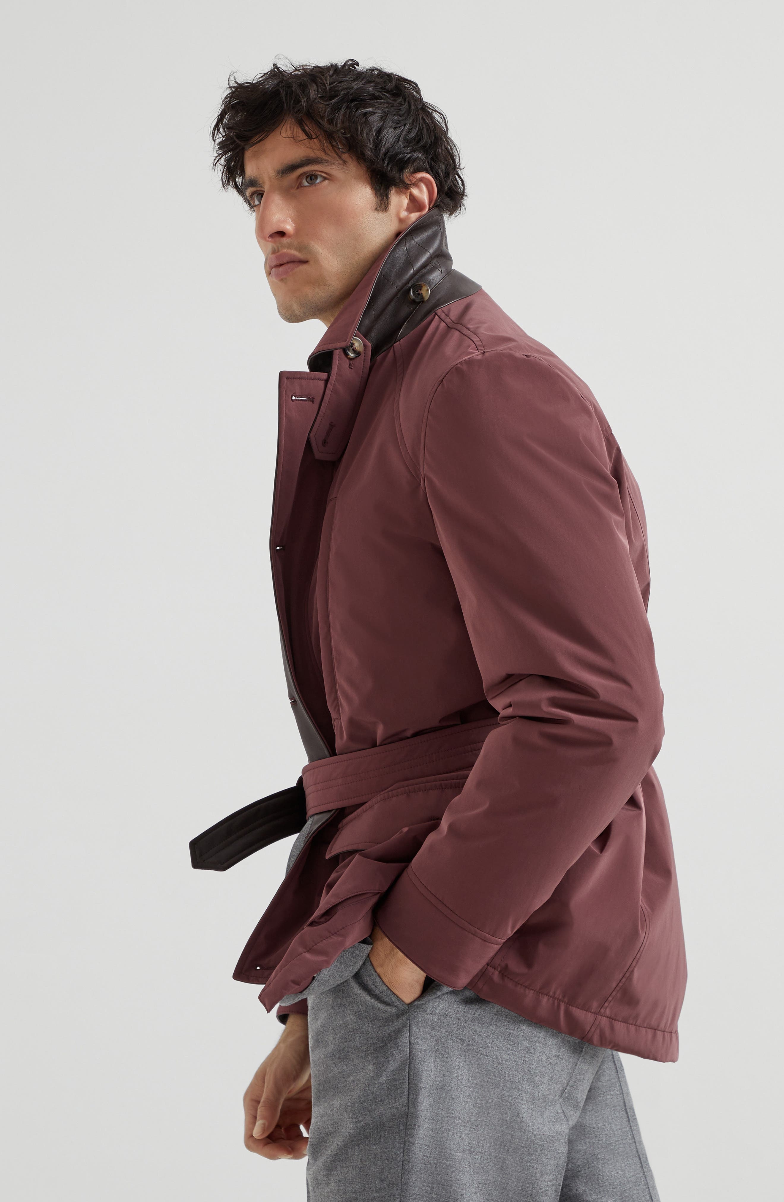 Brunello Cucinelli Belted safari jacket in Burgundy at Nordstrom - 5