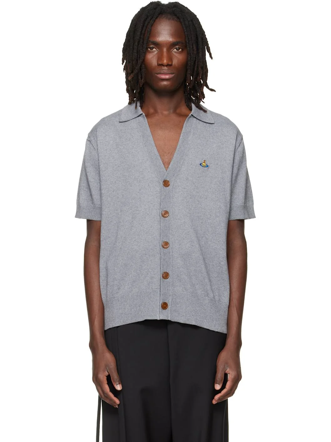 Gray Polo Cardigan - 1