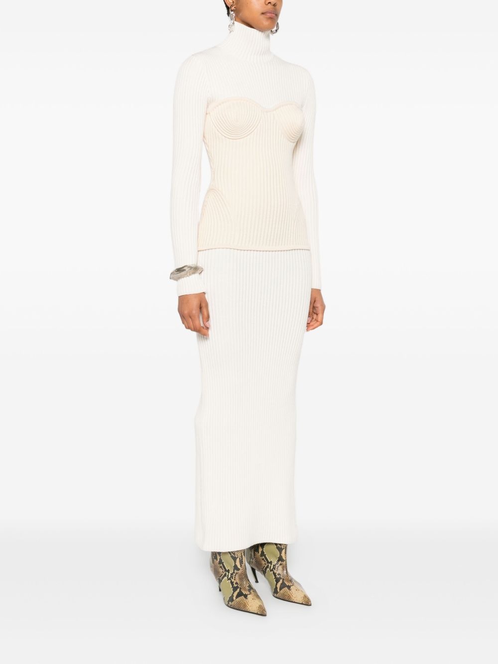 ribbed-knit corset dress - 3