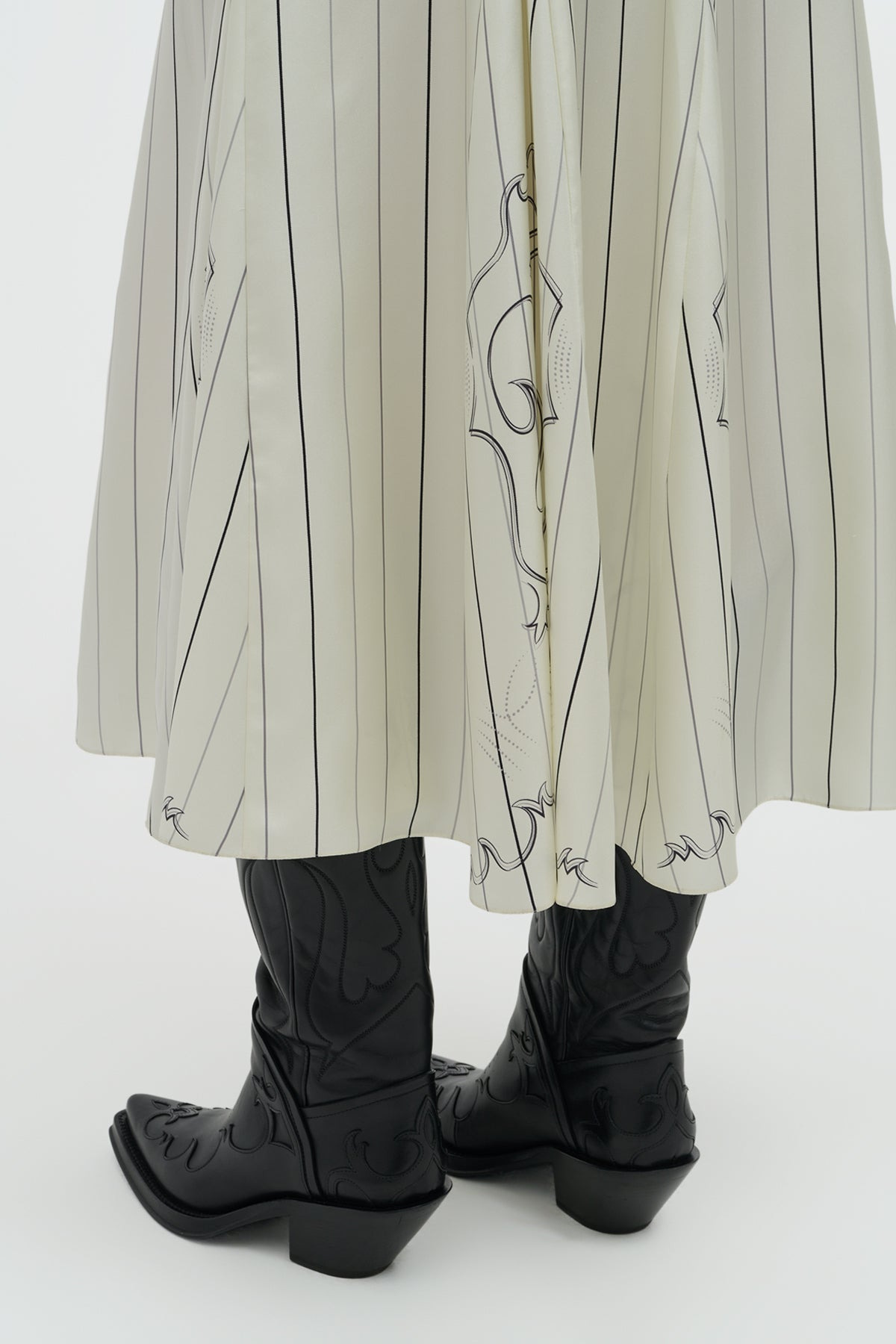 Galway Shirtdress in Ivory Multi Pinstripe Silk Twill - 8