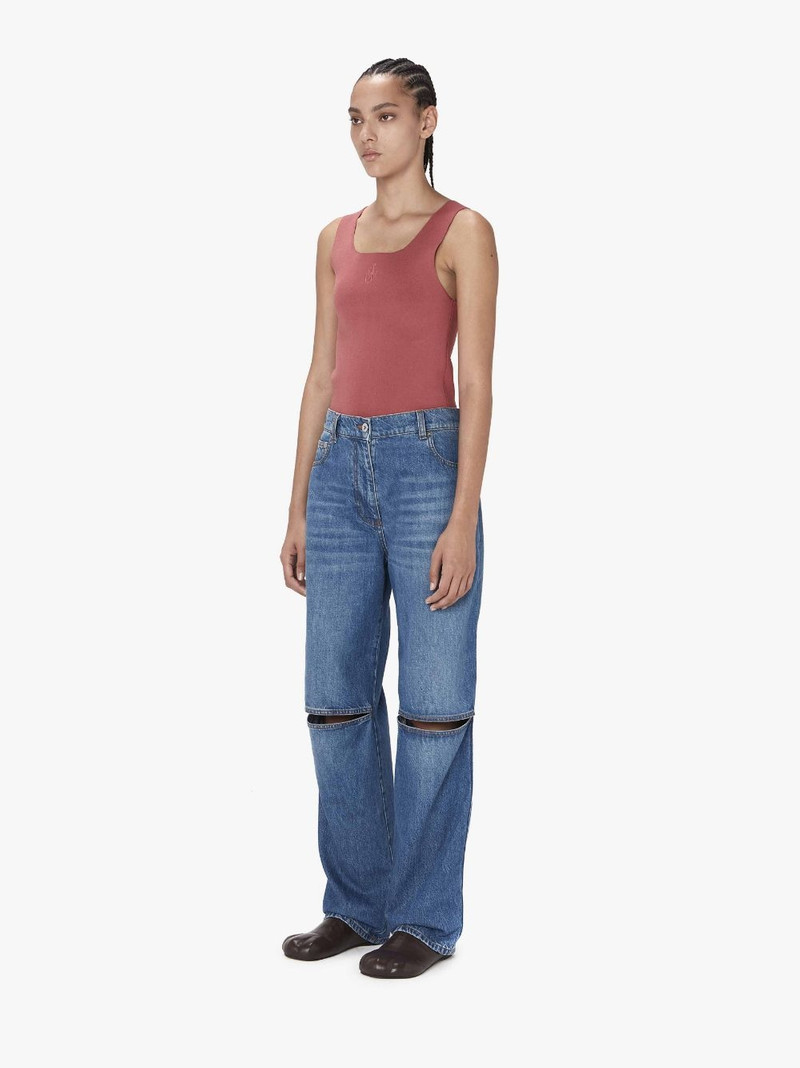 CUT-OUT KNEE BOOTCUT JEANS 4