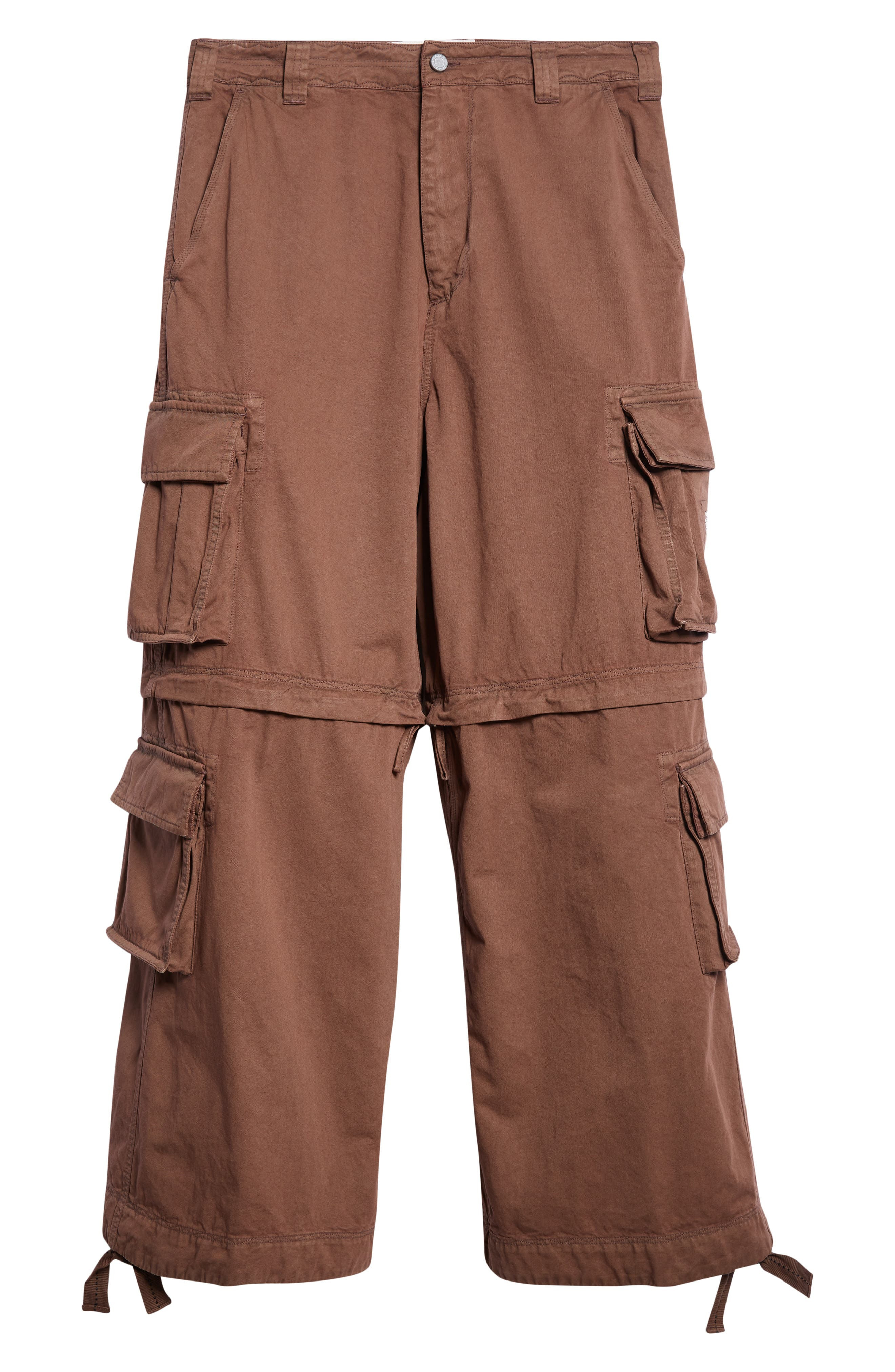 ERL Gender Inclusive Zip-Off Cargo Pants in Brown at Nordstrom - 7