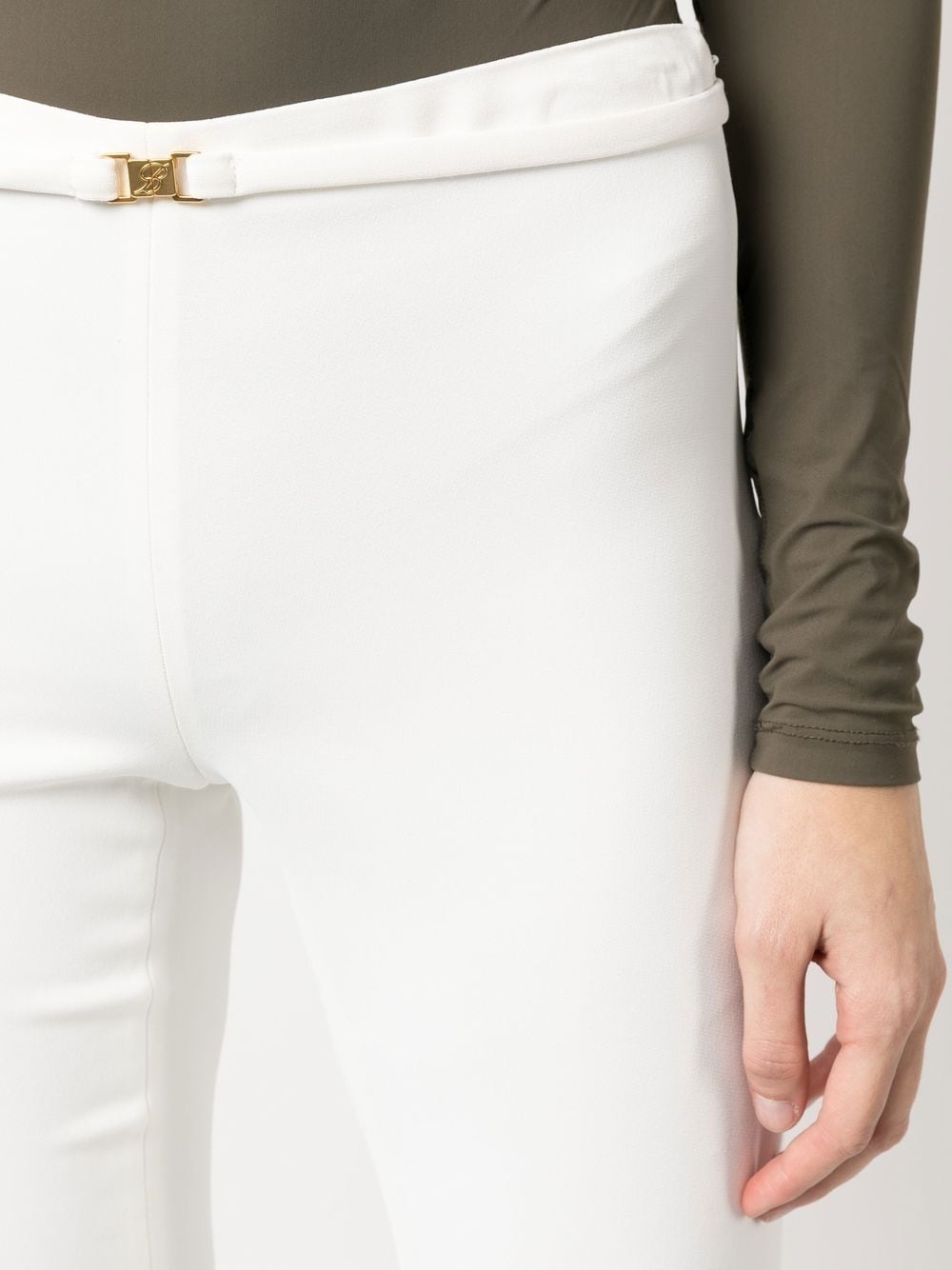 logo-buckle flared trousers - 5