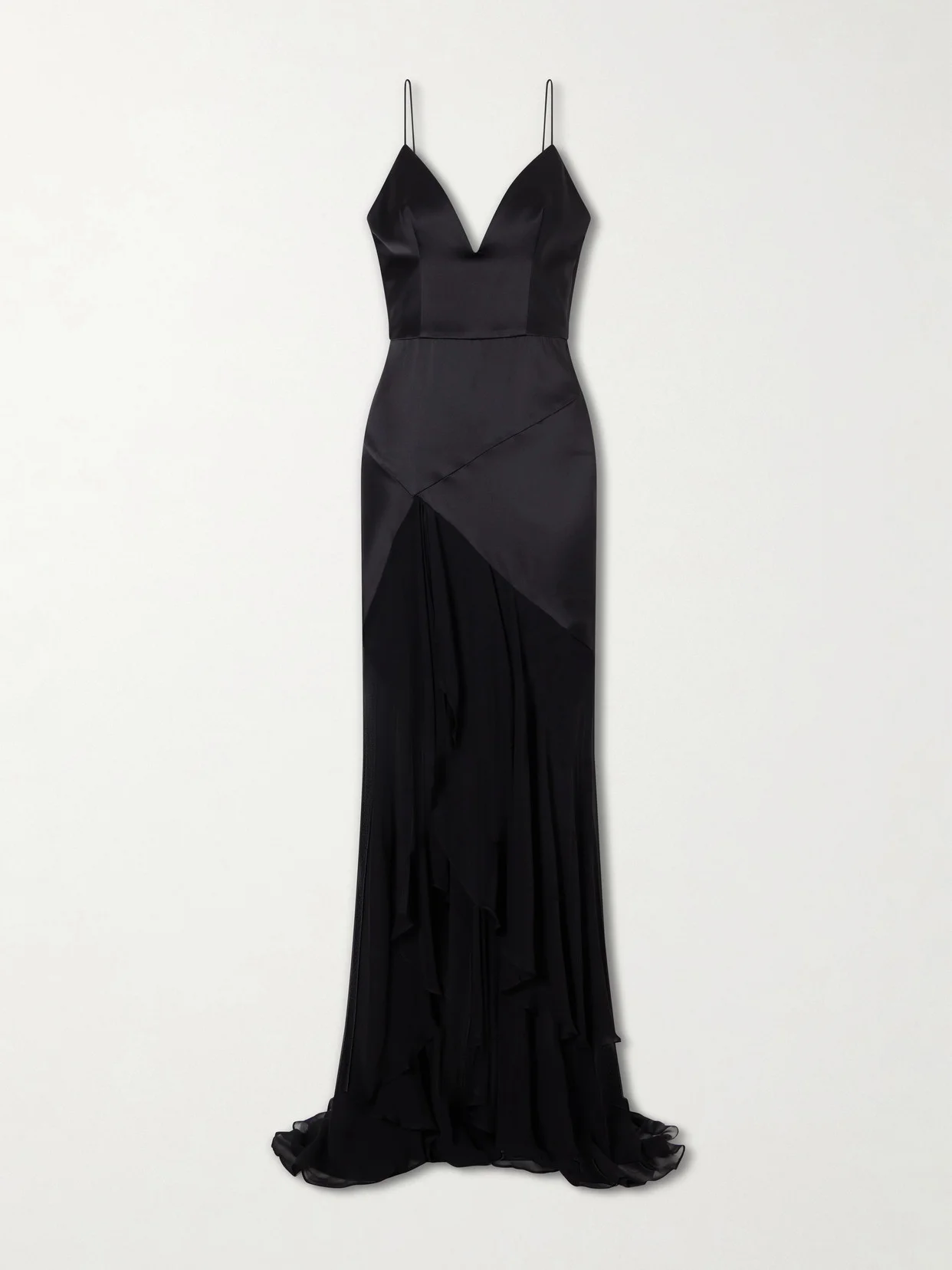 Paneled Silk-satin And Georgette Gown - 1