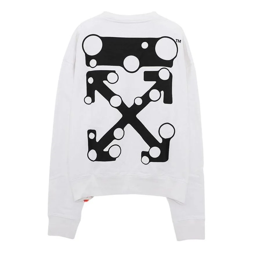 Men's Off-White Logo Arrow Pattern Pullover Loose Fit White OMBA035F21FLE0020110 - 1