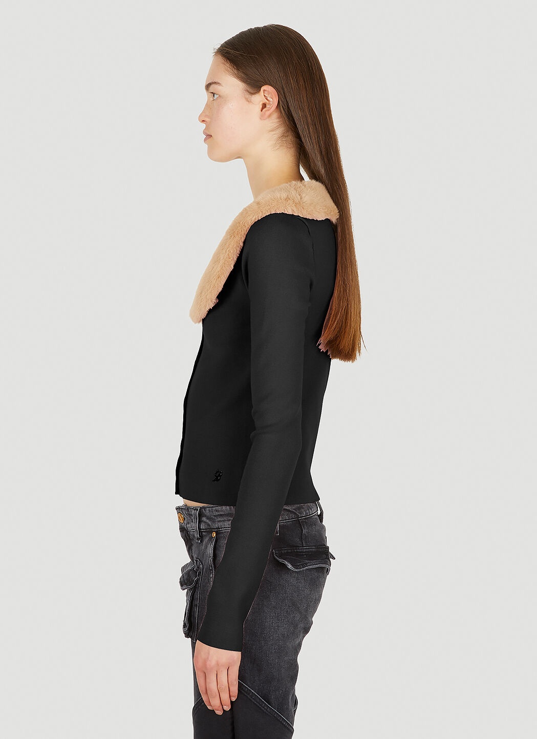 Faux Fur Trim Cardigan - 3