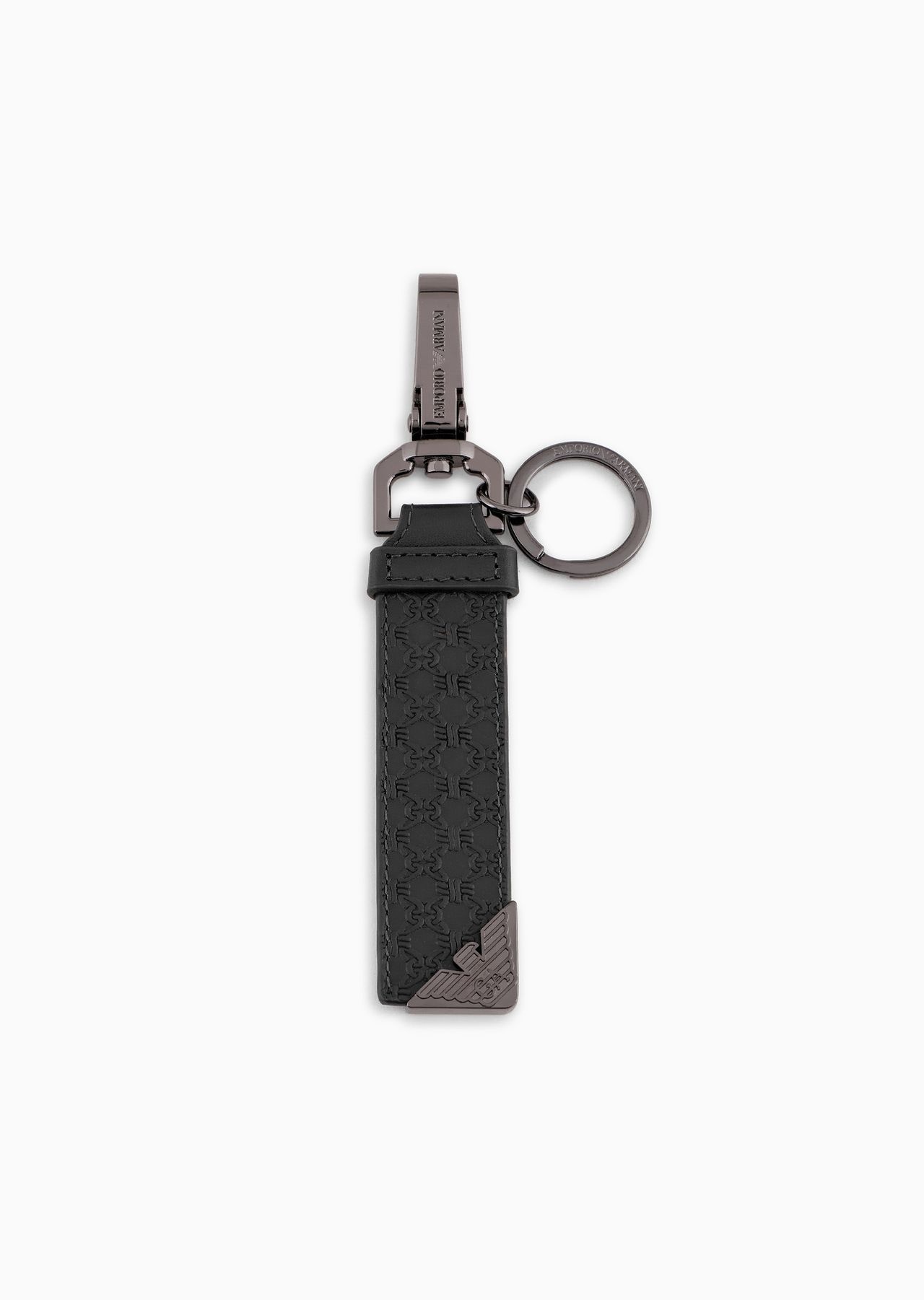 Leather keyring with all-over embossed pattern - 1