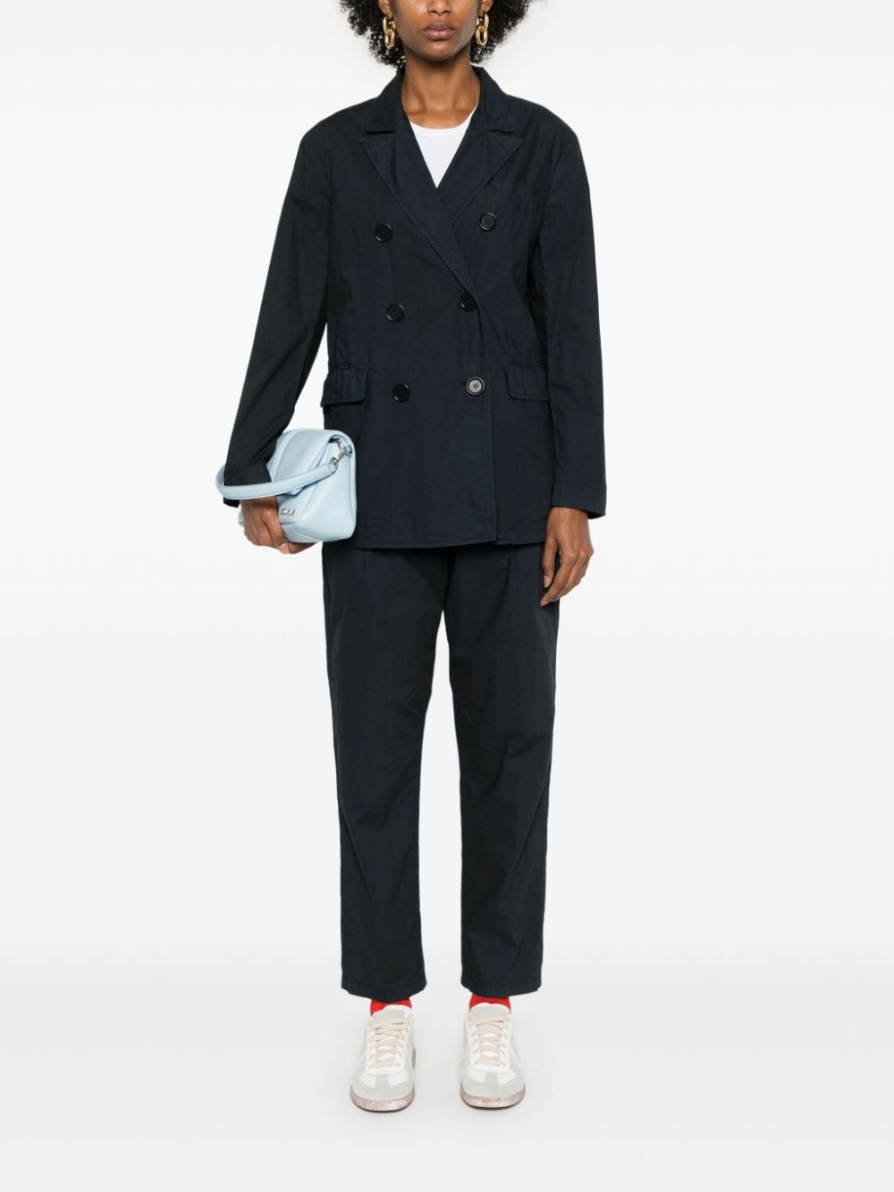 double-breasted cotton blazer - 2