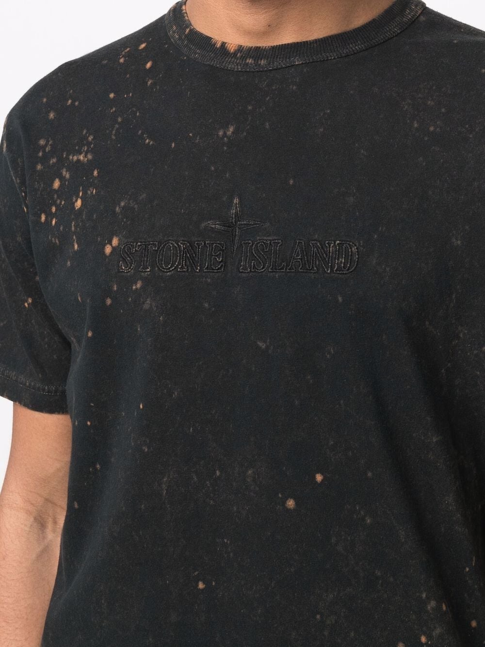 logo-embroidered bleached T-shirt - 5