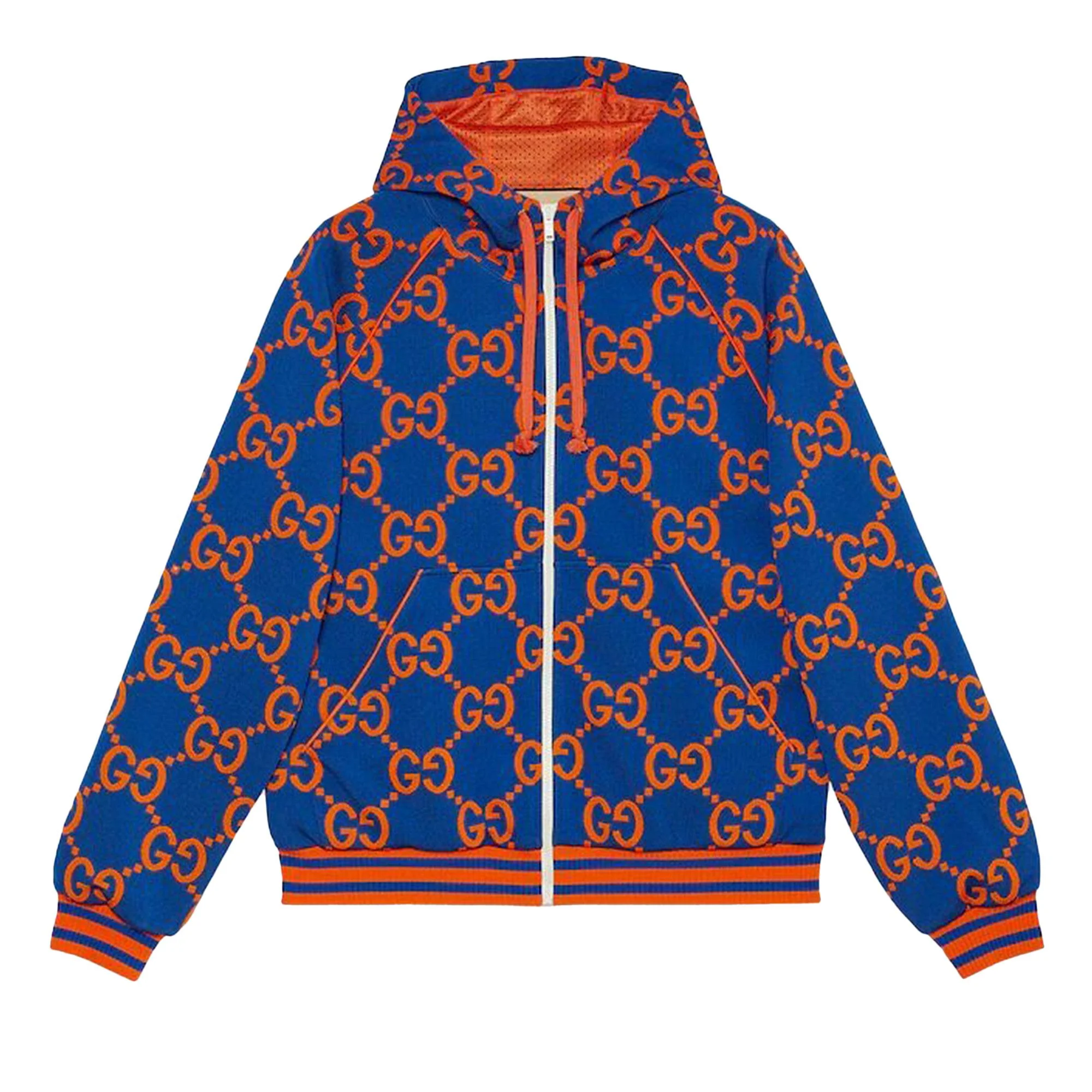 Gucci GG Jacquard Zip Jacket 'Blue/Orange' - 1