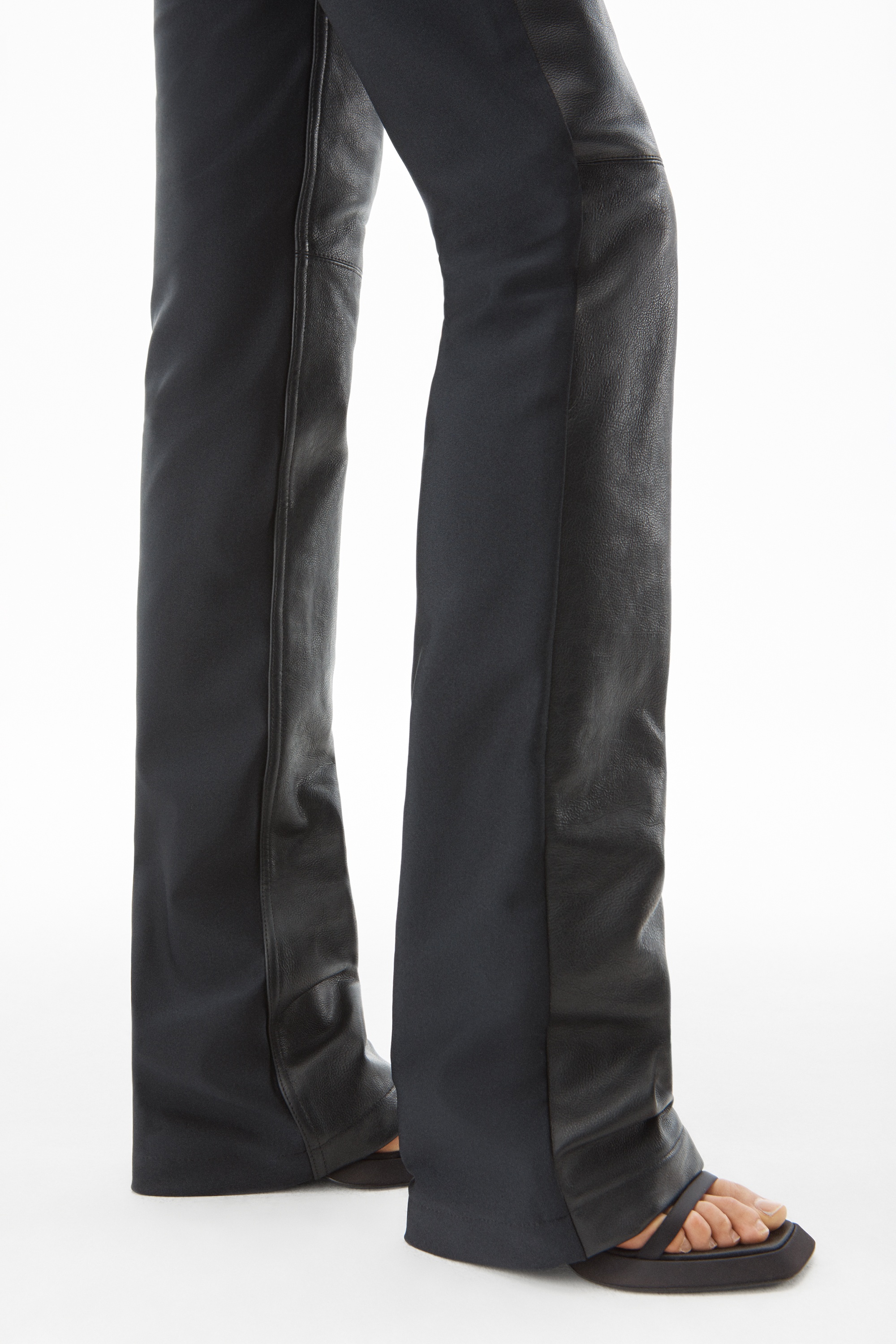 STACKED TROUSER IN LEATHER AND STRETCH - 4