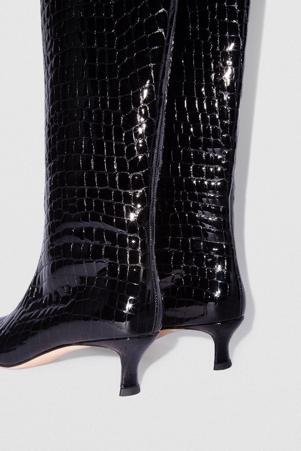 KITTEN STEVIE 42 BLACK GLOSSY CROCO EMBOSSED LEATHER - 3