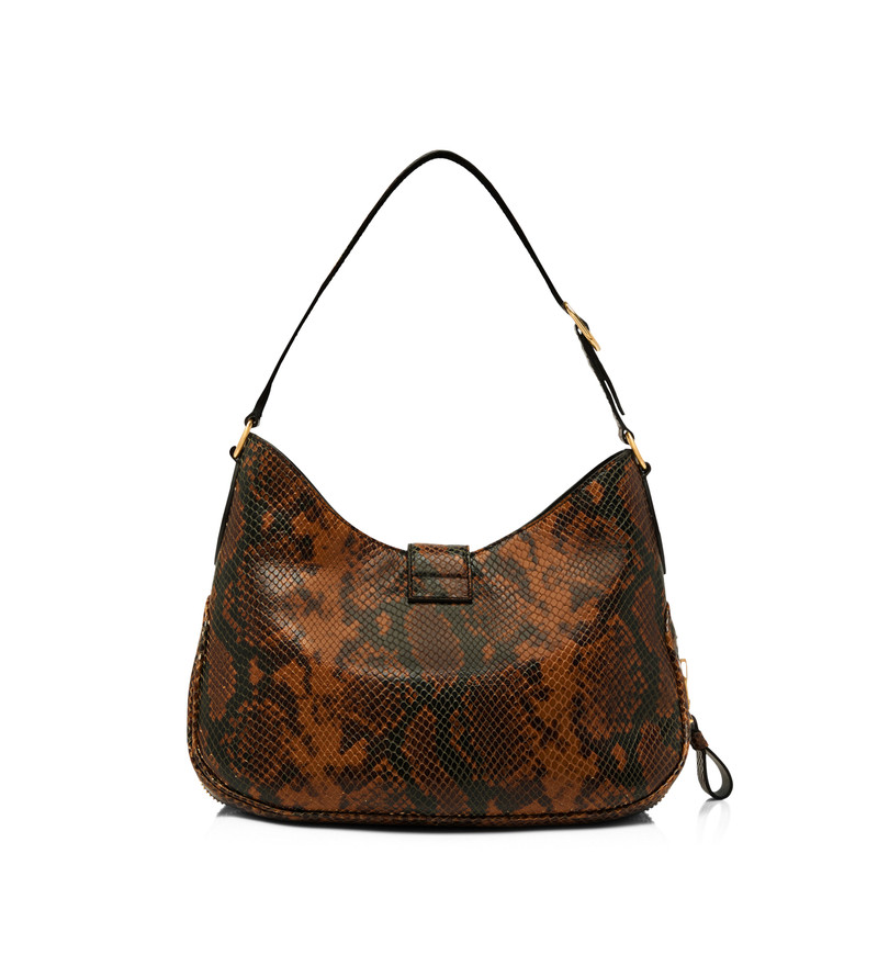 STAMPED PYTHON LEATHER MONARCH MEDIUM HOBO 3