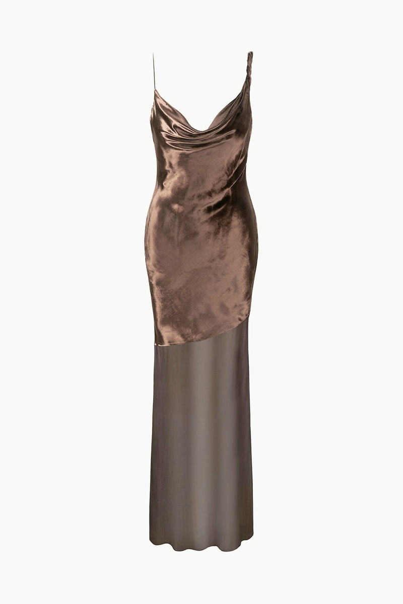 STAUD BEATON DRESS DARK CHOCOLATE - 1