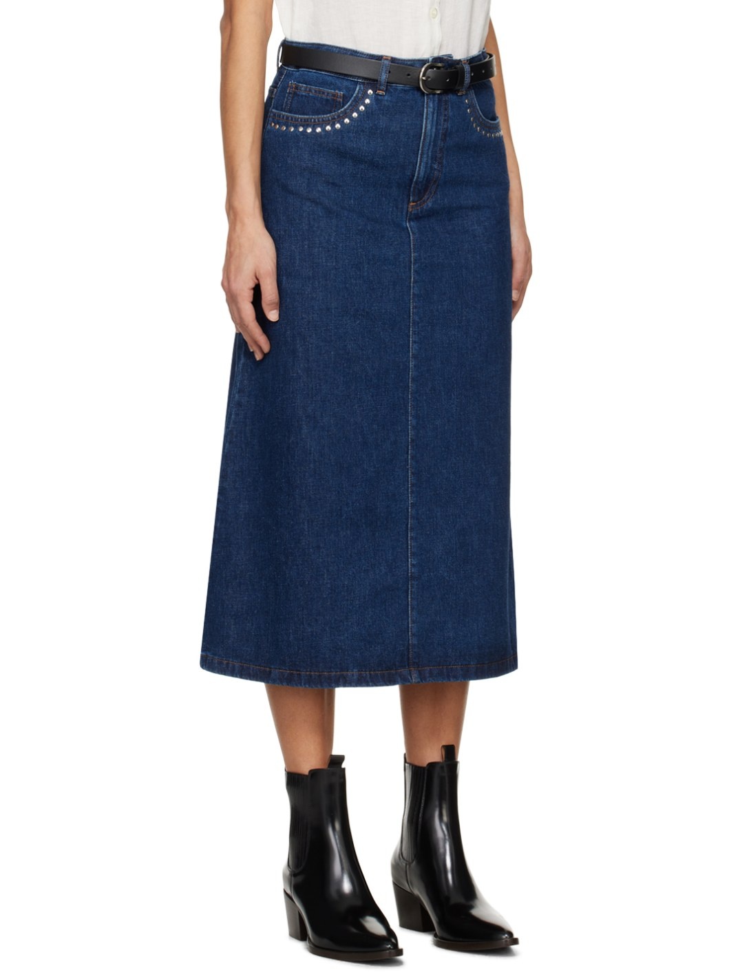 Indigo Redwood Denim Midi Skirt - 2