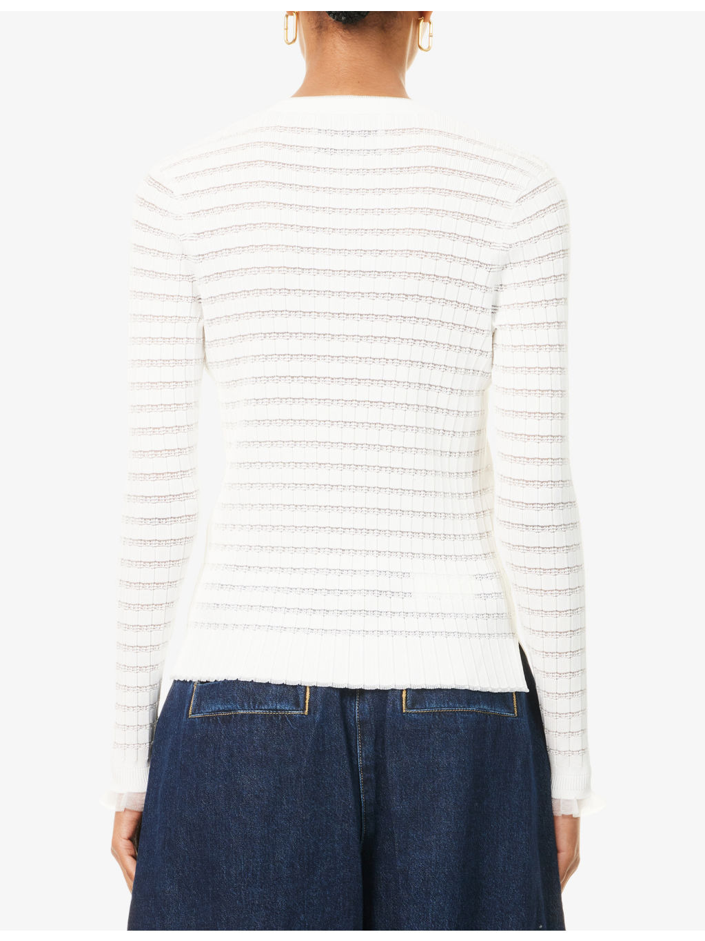 V-Neck Ribbed Knitted Cardigan - 4