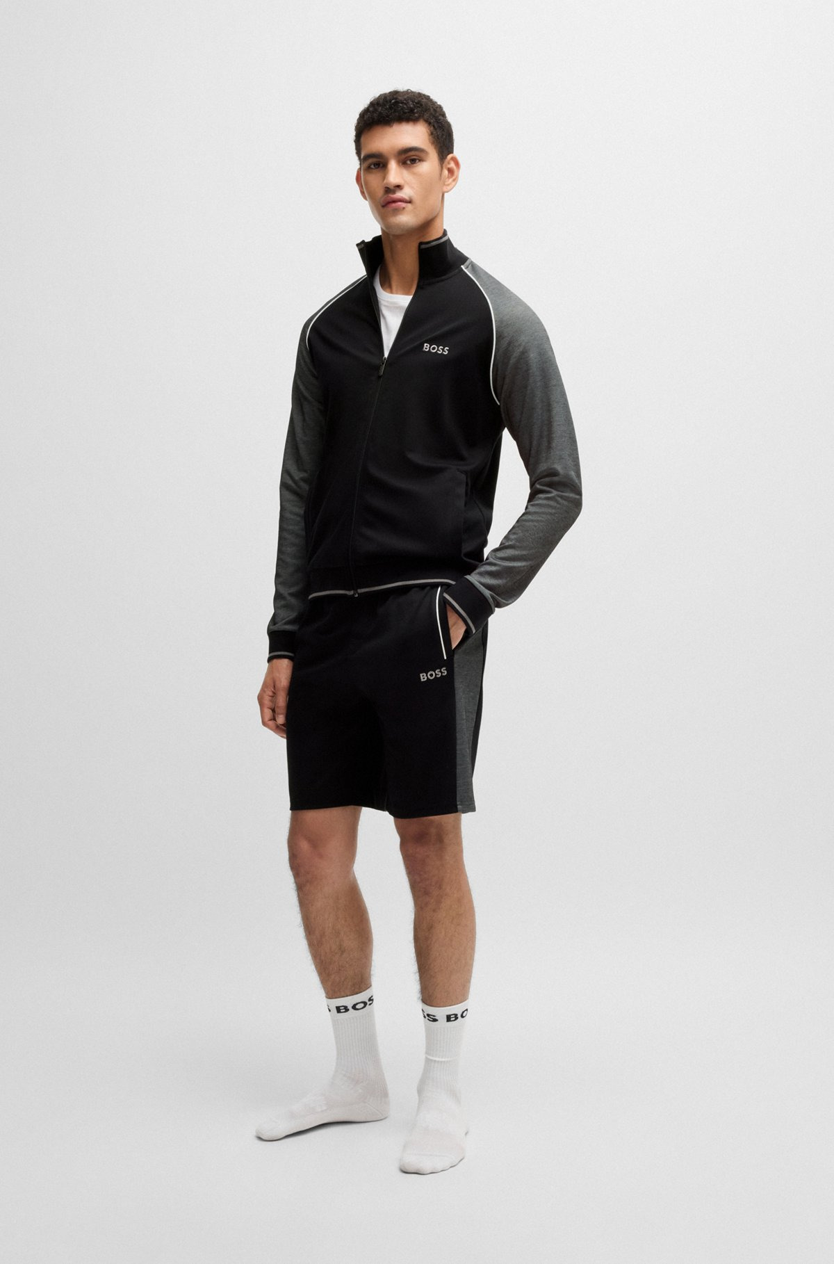 COTTON ZIP-UP JACKET WITH CONTRAST PIPING - 3