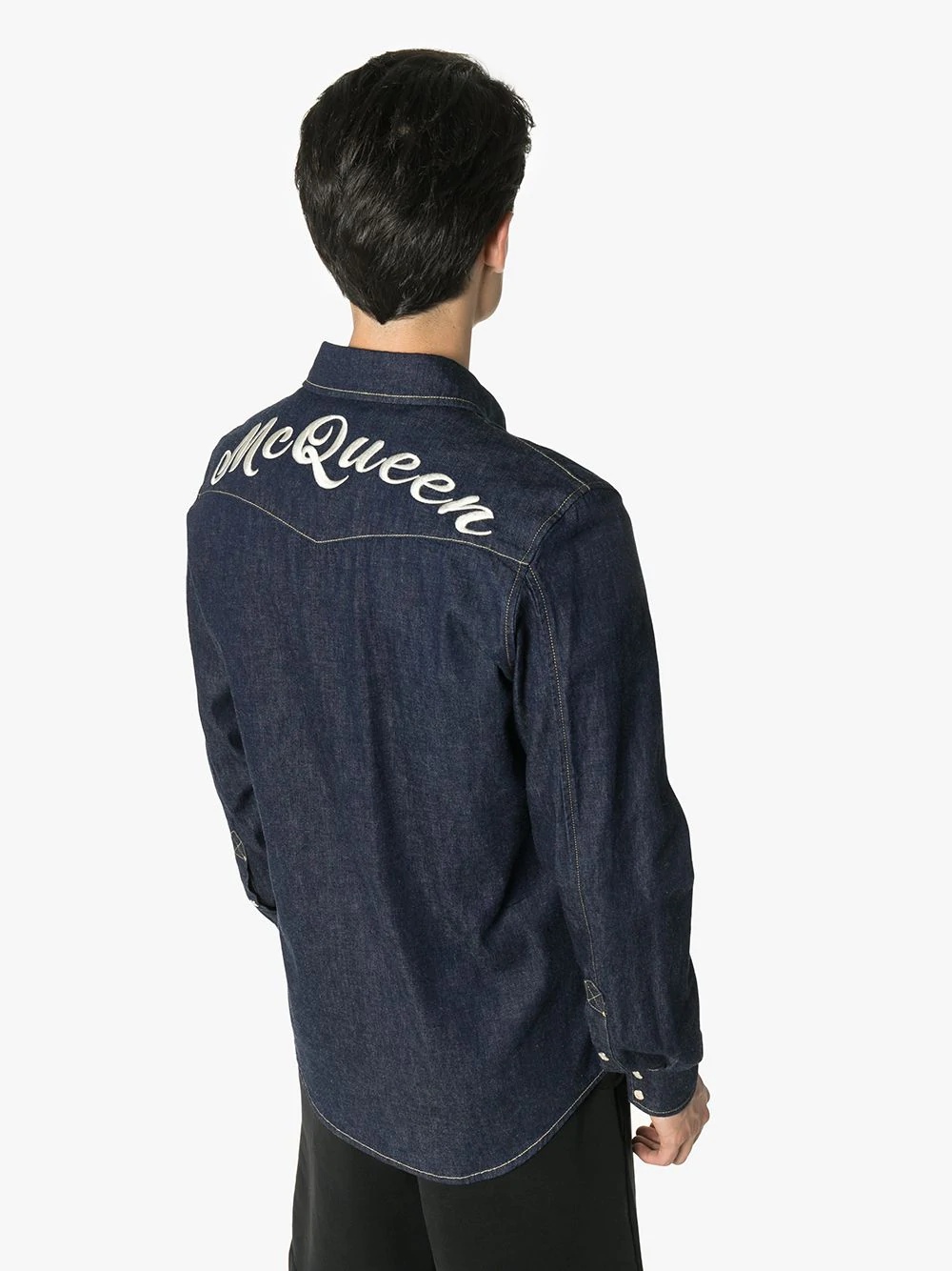 embroidered denim shirt - 4