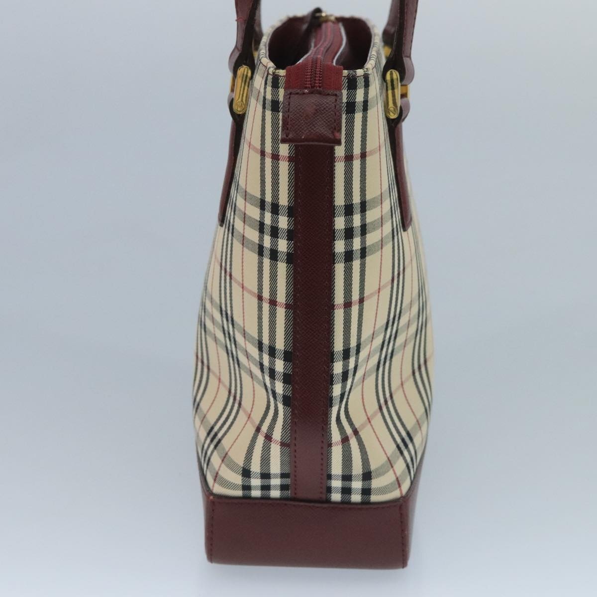 Burberry Nova Check Tote Bag Canvas Leather Beige Red Gold - 4