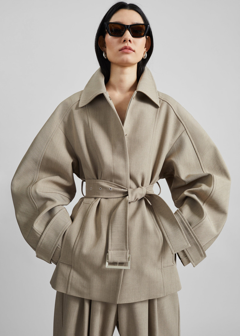 Venlo Curve Sleeve Belted Jacket - Beige 5