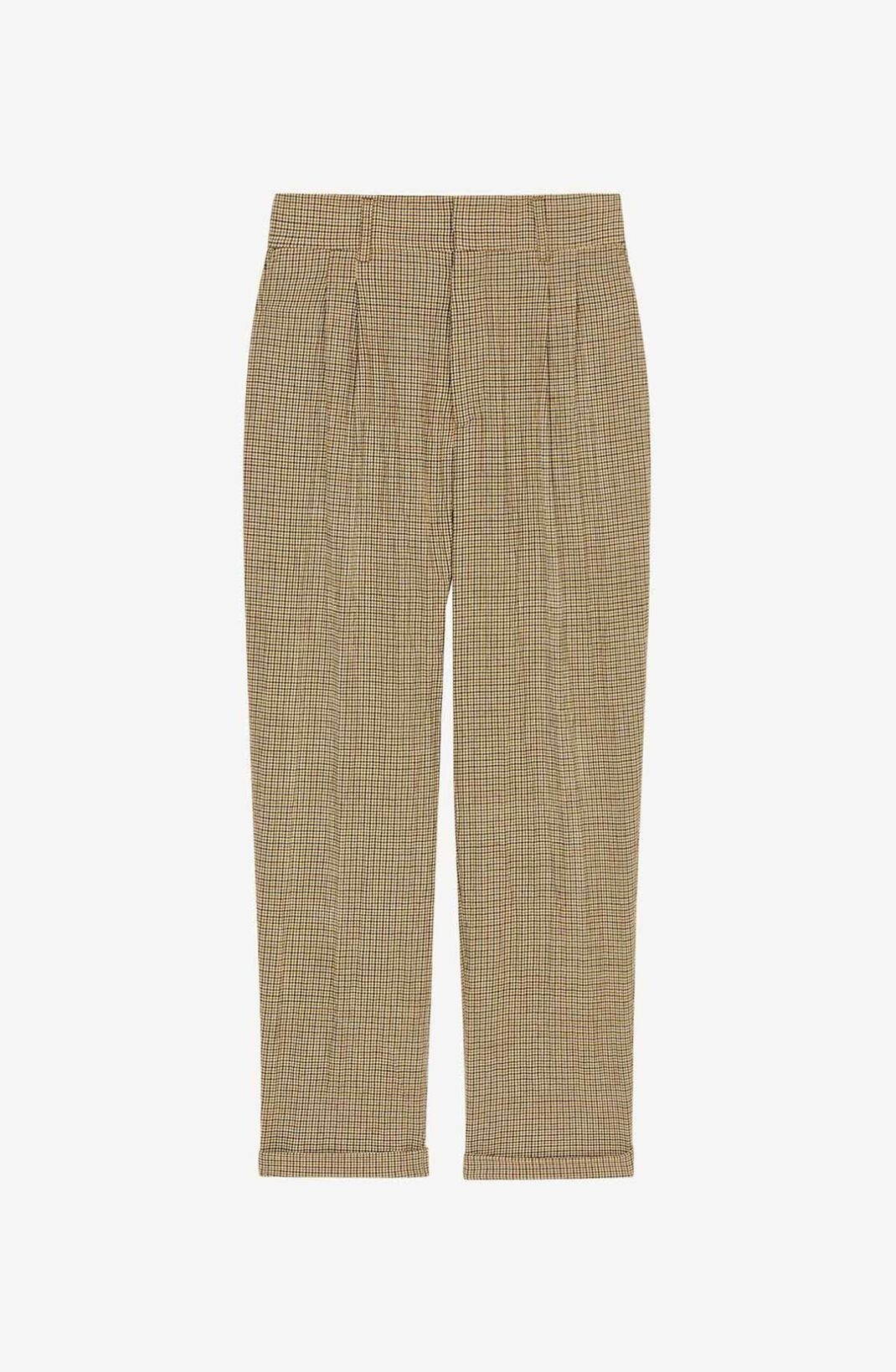 Checked pleated tailored trousers - 1