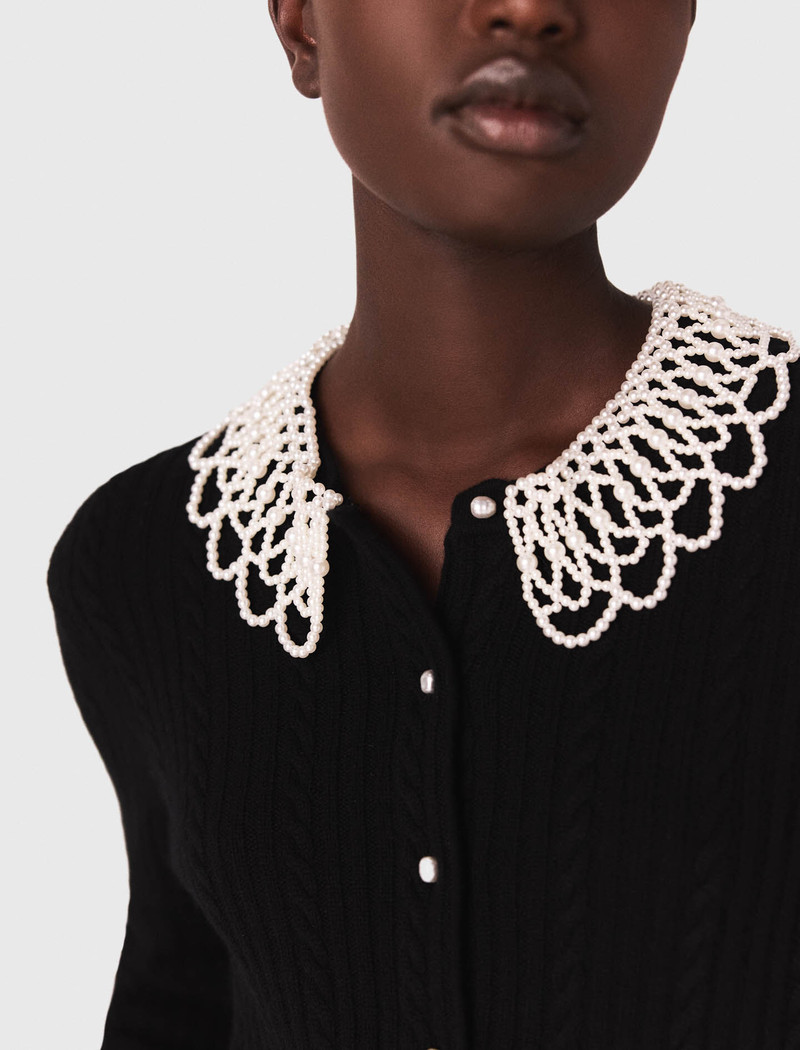 Cardigan with removable beaded collar 6