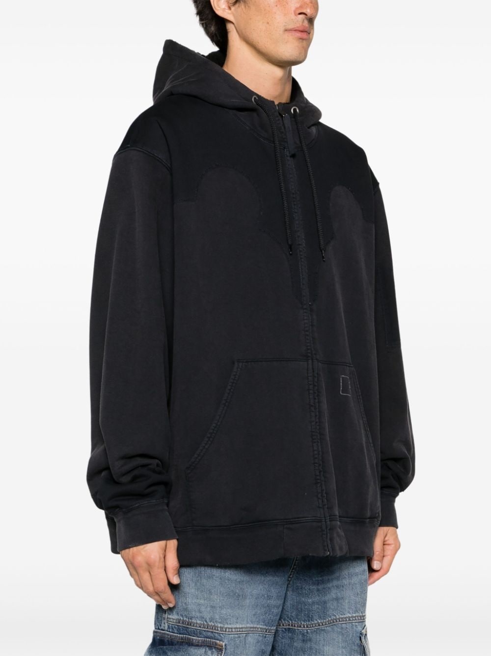 panelled drop-shoulder hoodie - 3